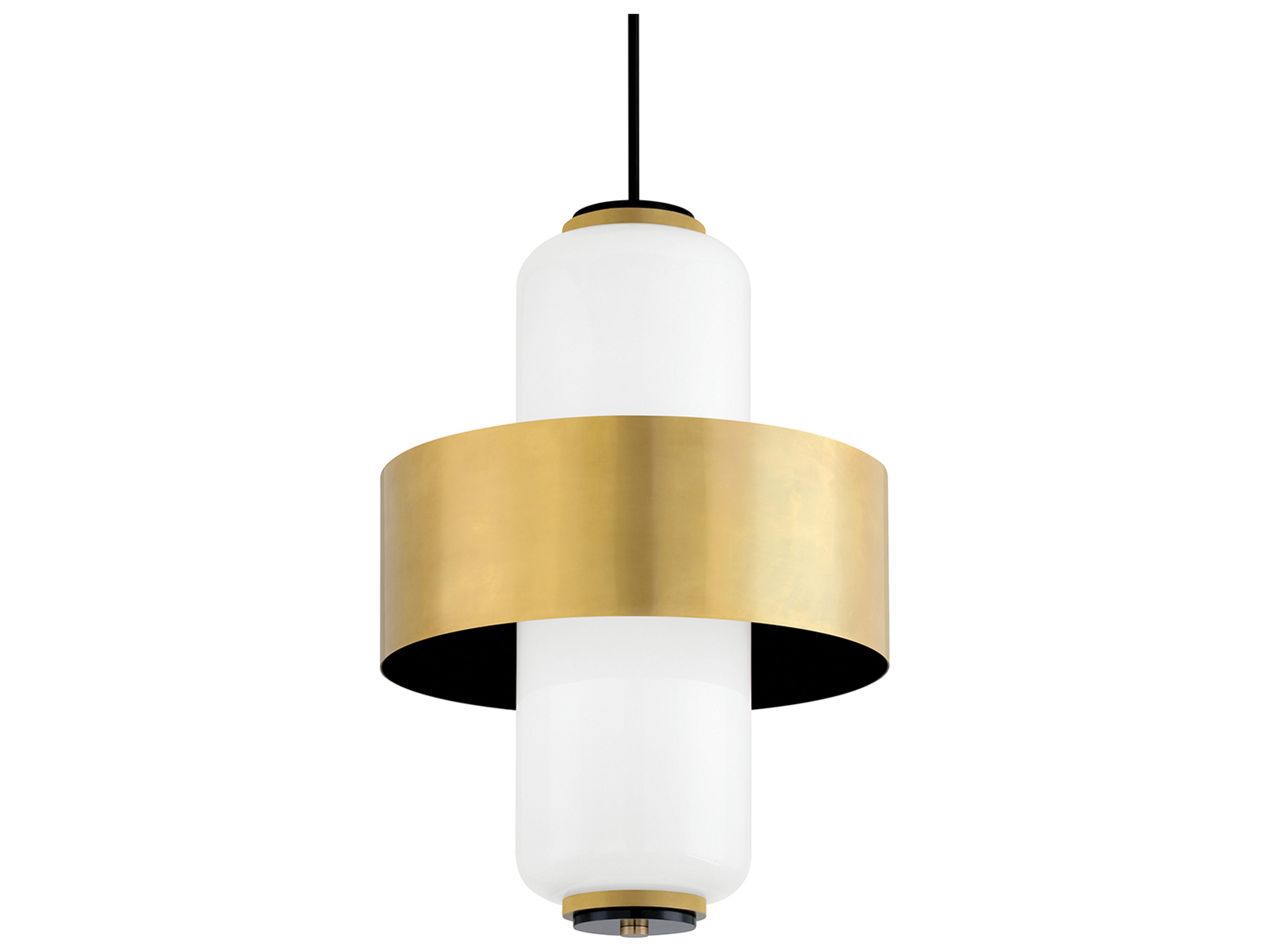 Corbett Lighting Melrose 6-Light Vintage Brass White Glass Geometric Pendant