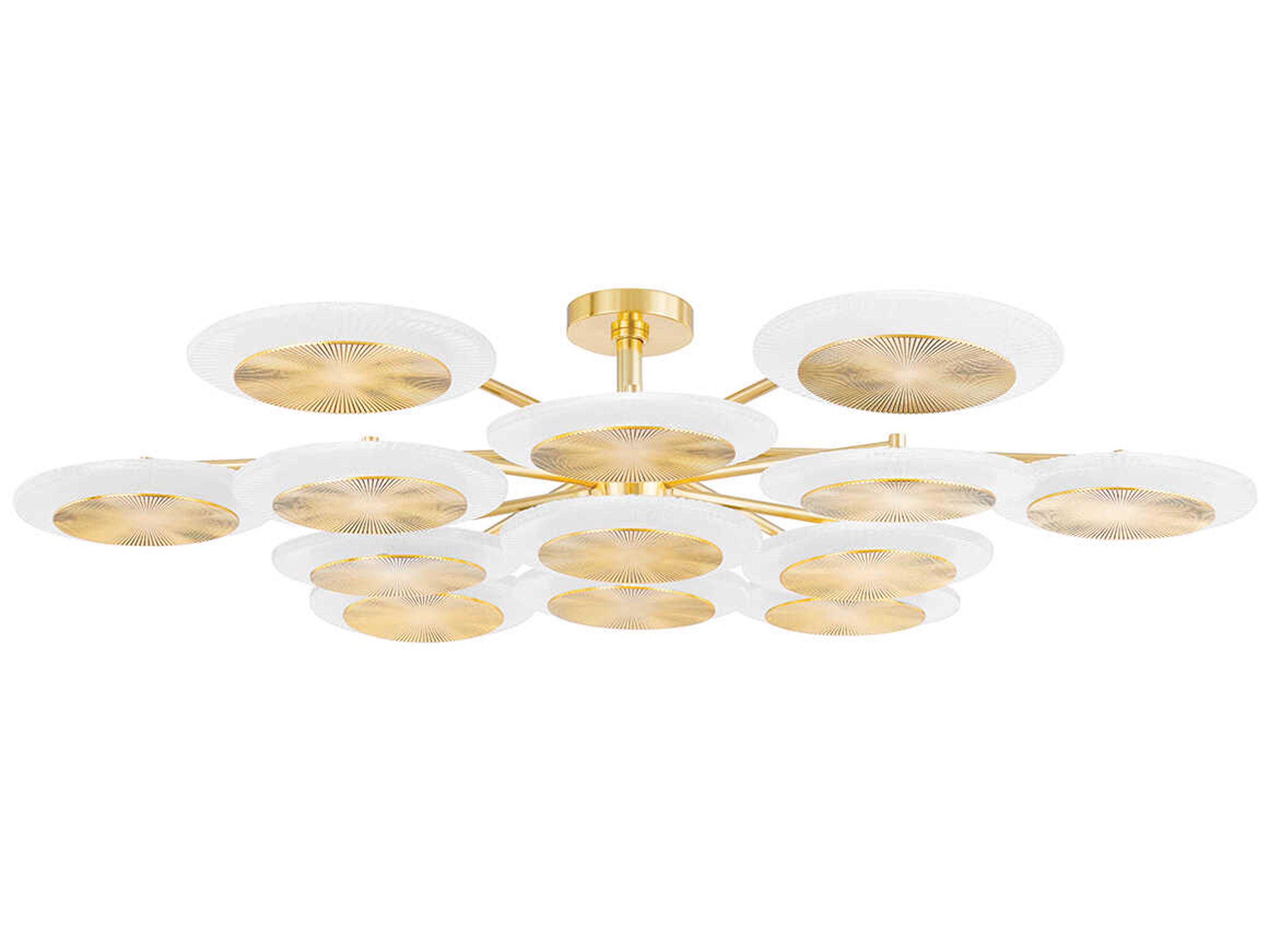Topaz 13-Light Vintage Polished Brass Clear Glass LED Round Chandelier