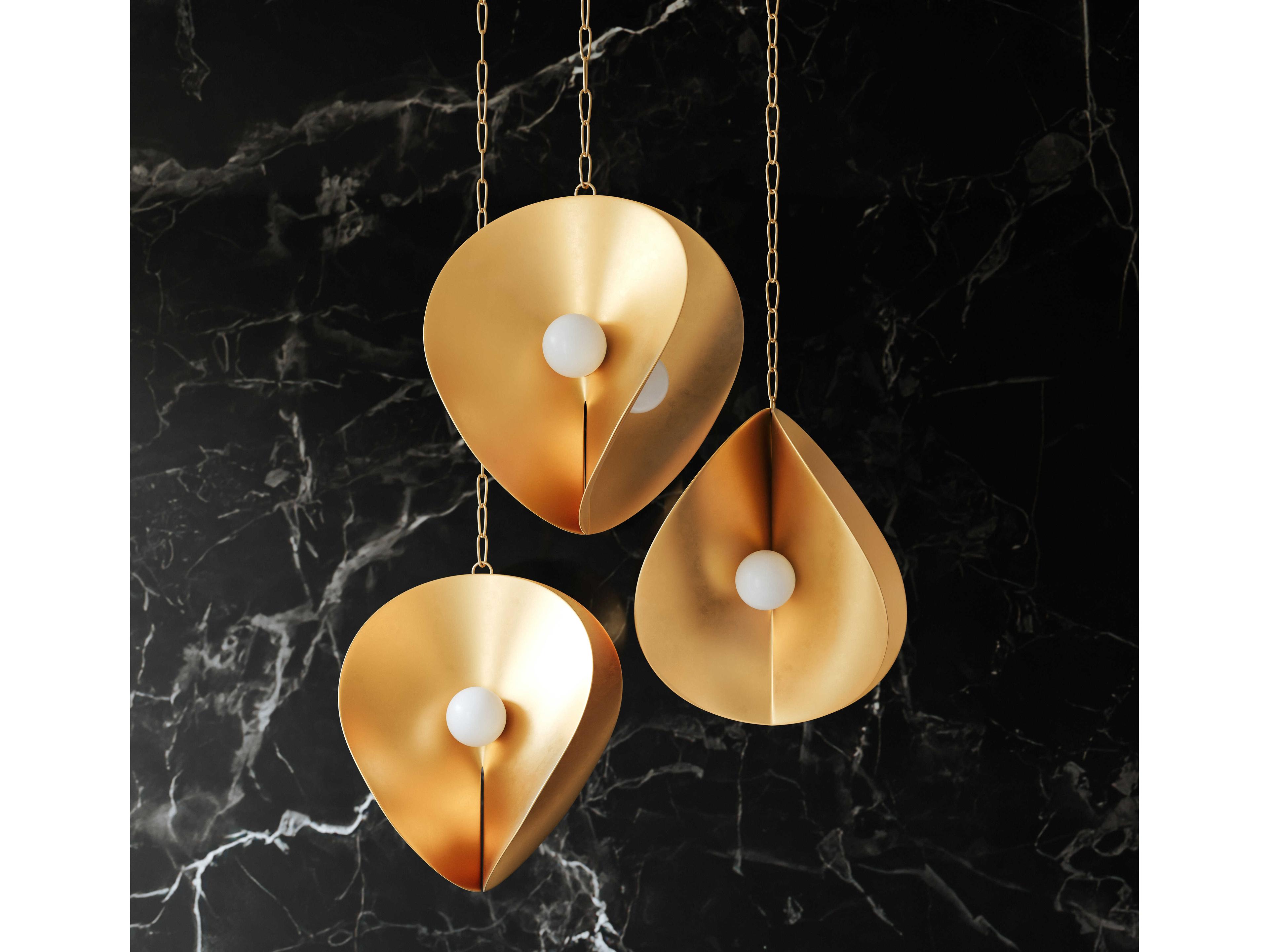 Corbett Lighting Peony 4-Light Gold Leaf Glass Globe Pendant