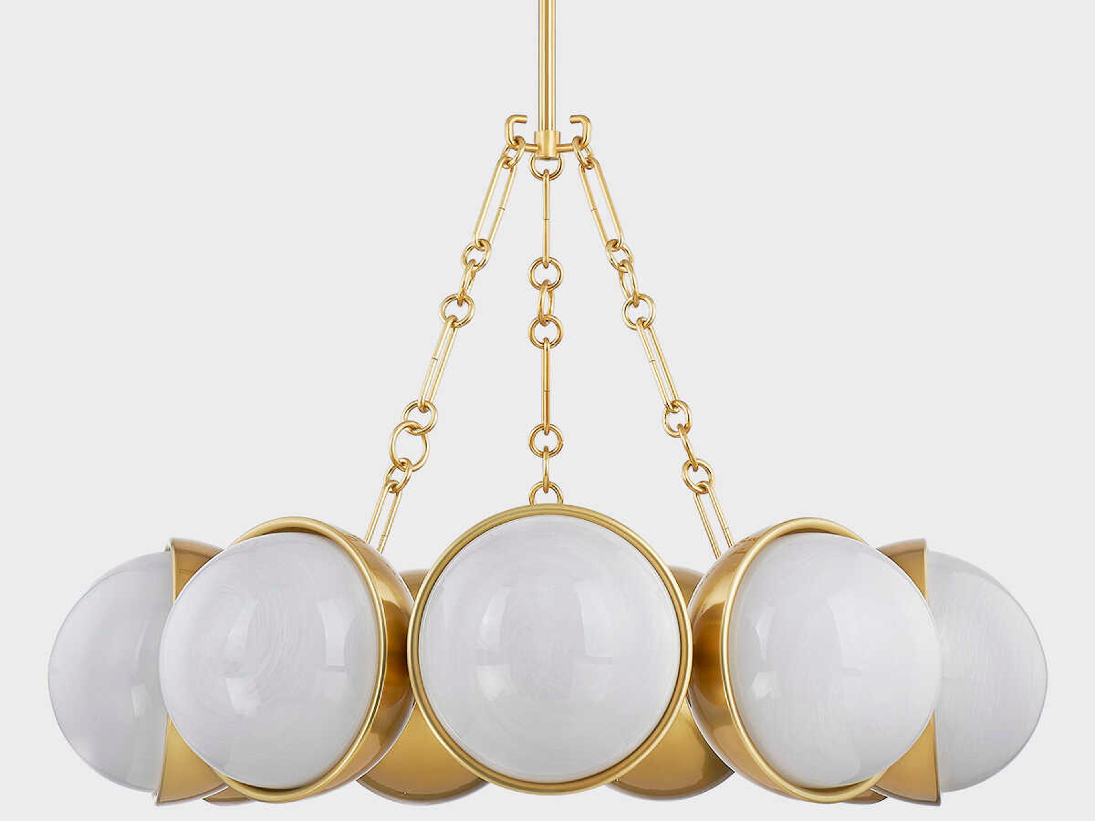 Corbett Lighting Althea 9-Light Vintage Polished Brass Glass Globe Chandelier