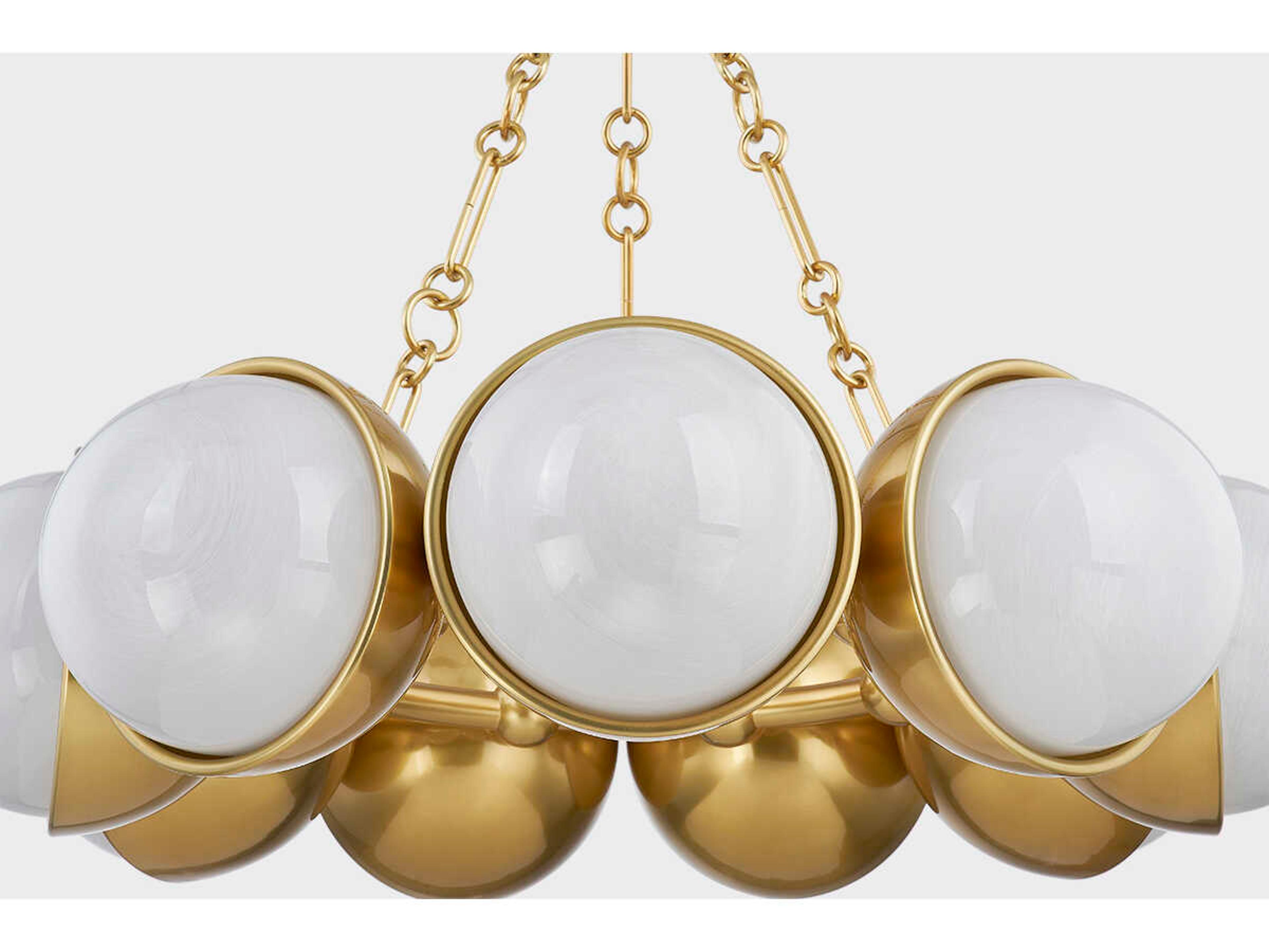 Corbett Lighting Althea 9-Light Vintage Polished Brass Glass Globe Chandelier