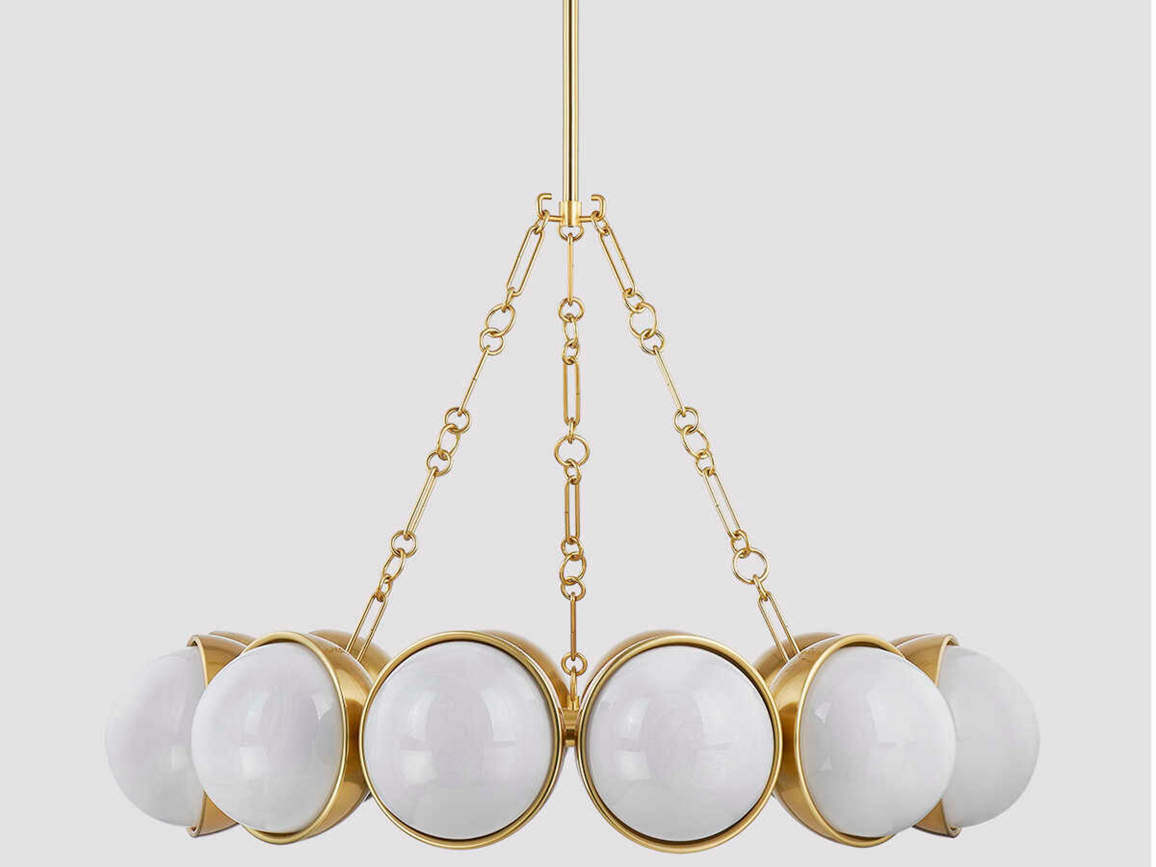 Corbett Lighting Althea 12-Light Vintage Polished Brass Glass Globe Chandelier