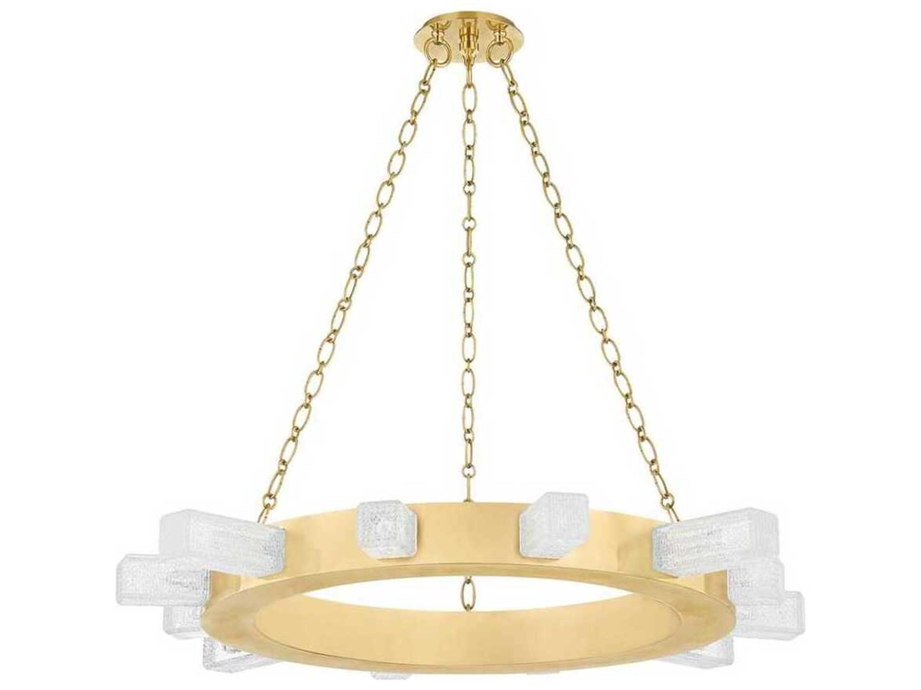 Corbett Lighting Citrine 12-Light Vintage Brass Glass LED Round Chandelier