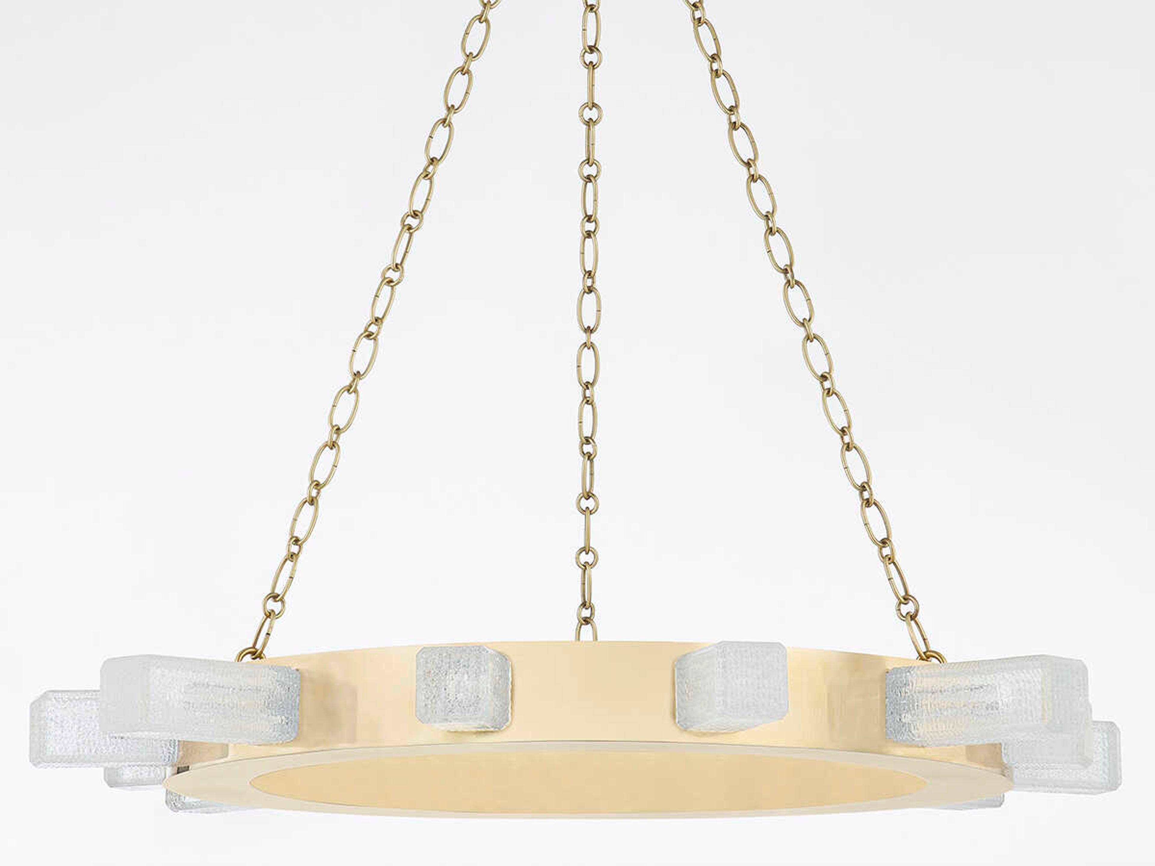 Corbett Lighting Citrine 12-Light Vintage Brass Glass LED Round Chandelier