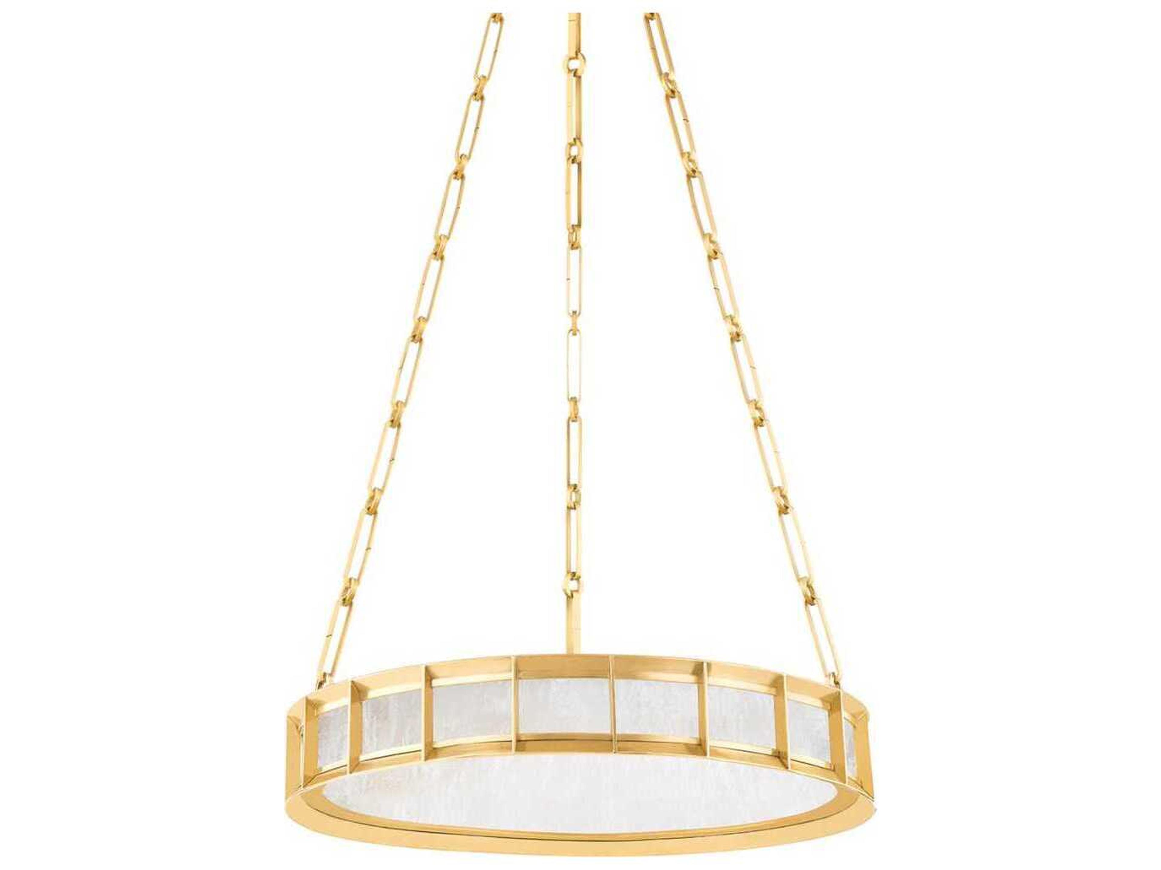 Leda 1-Light Vintage Brass Glass LED Round Pendant