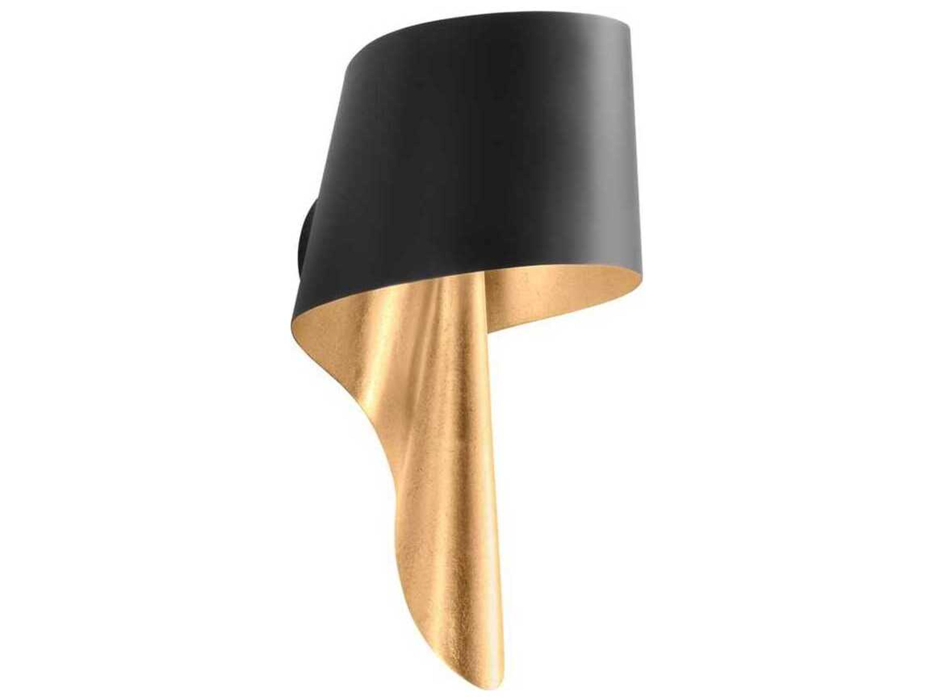 Lucia 1-Light Vintage Gold Leaf Soft Black Wall Sconce