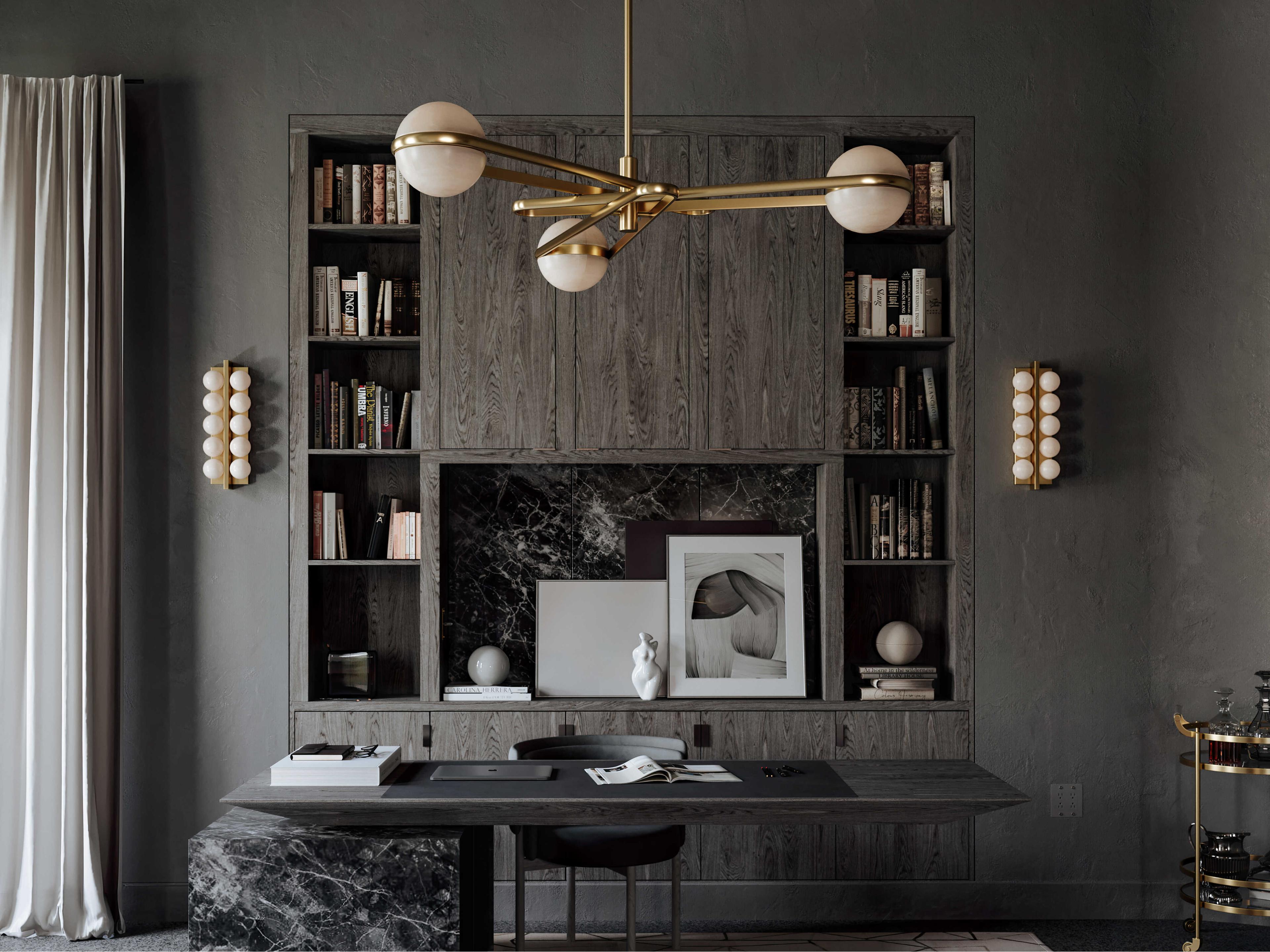 Corbett Lighting Kyomi 6-Light Vintage Brass Glass LED Globe Chandelier