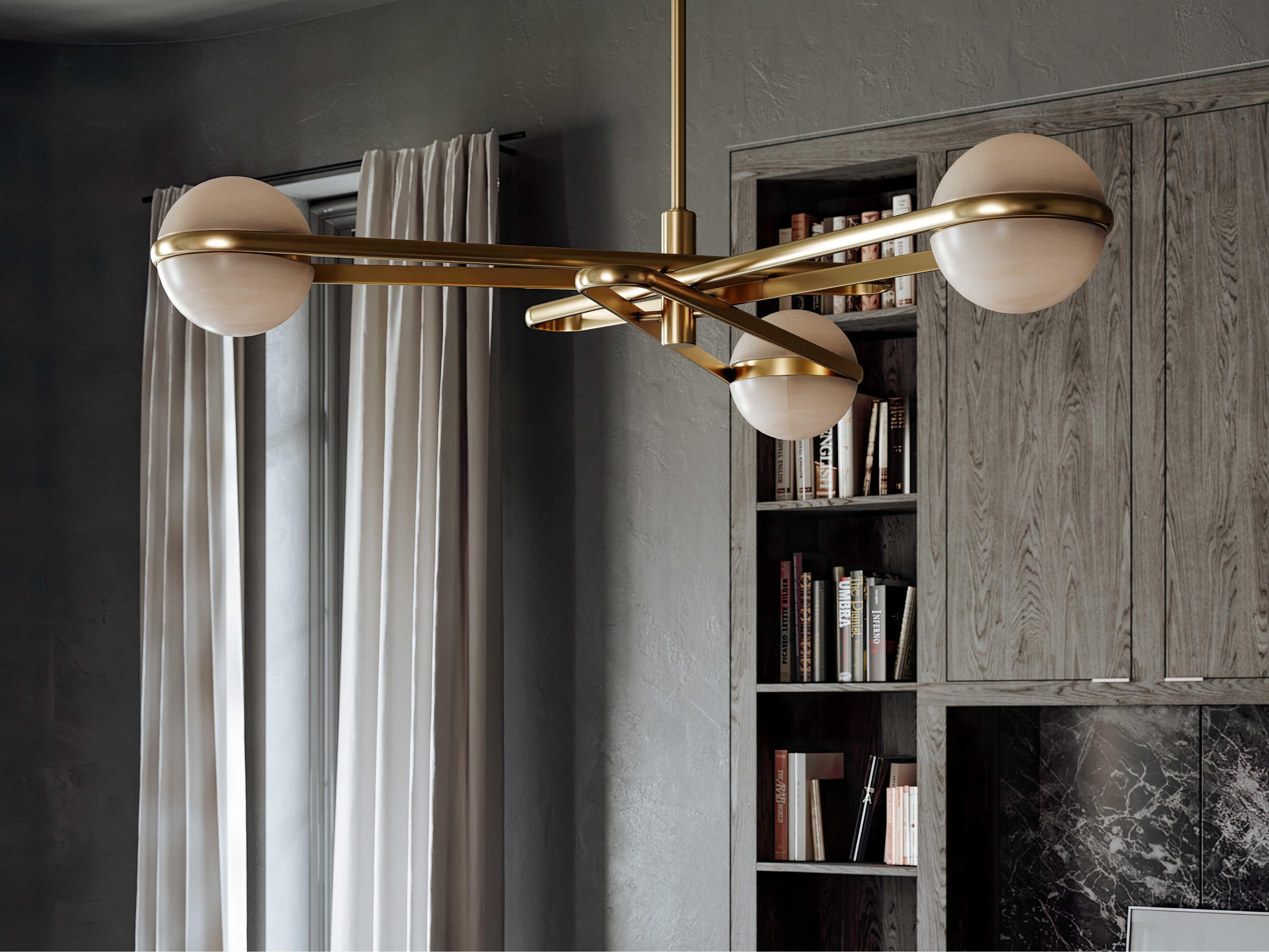 Corbett Lighting Kyomi 6-Light Vintage Brass Glass LED Globe Chandelier