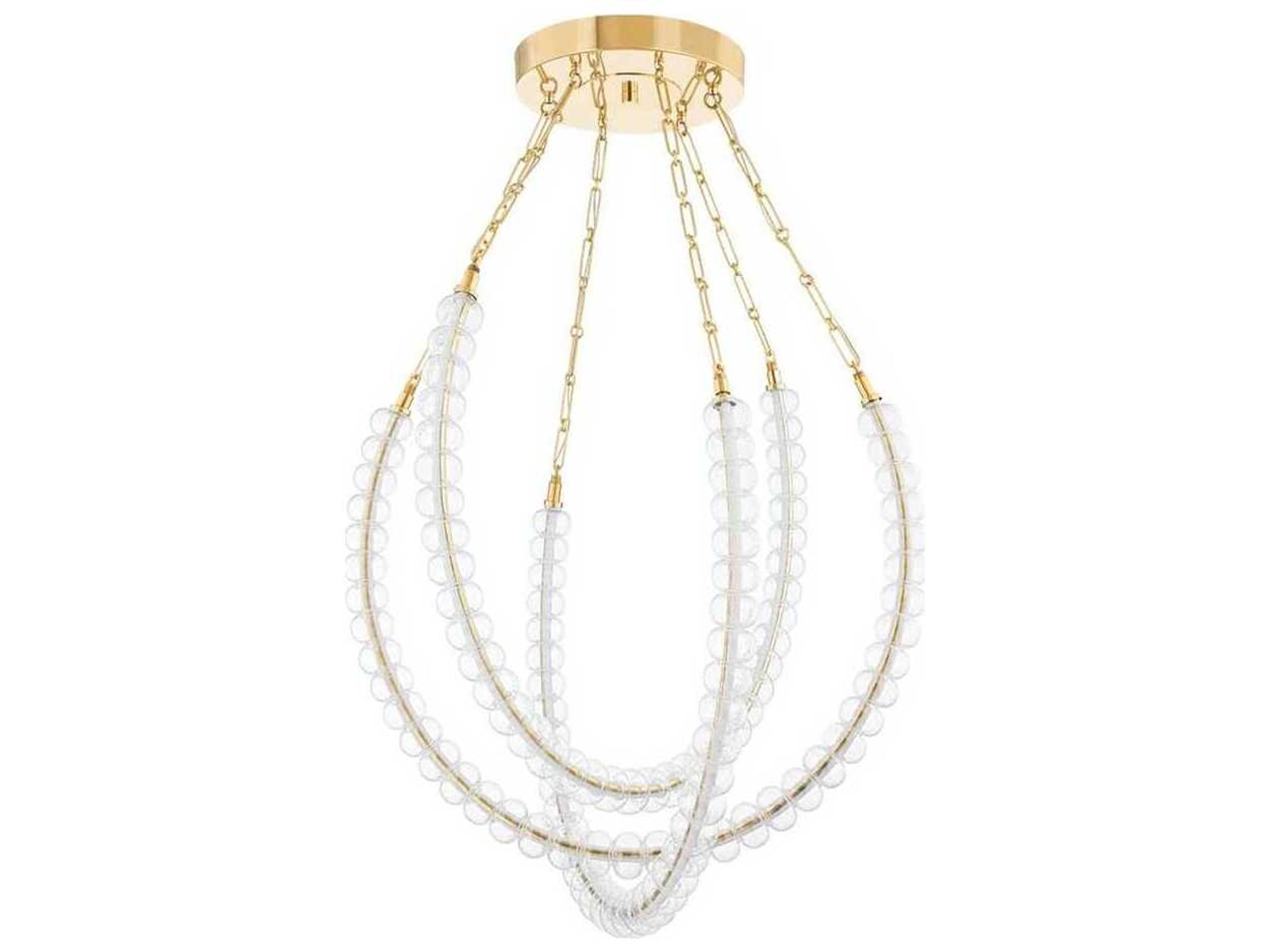 Celeste LED Chandelier in Vintage Brass Teardrop Silhouette