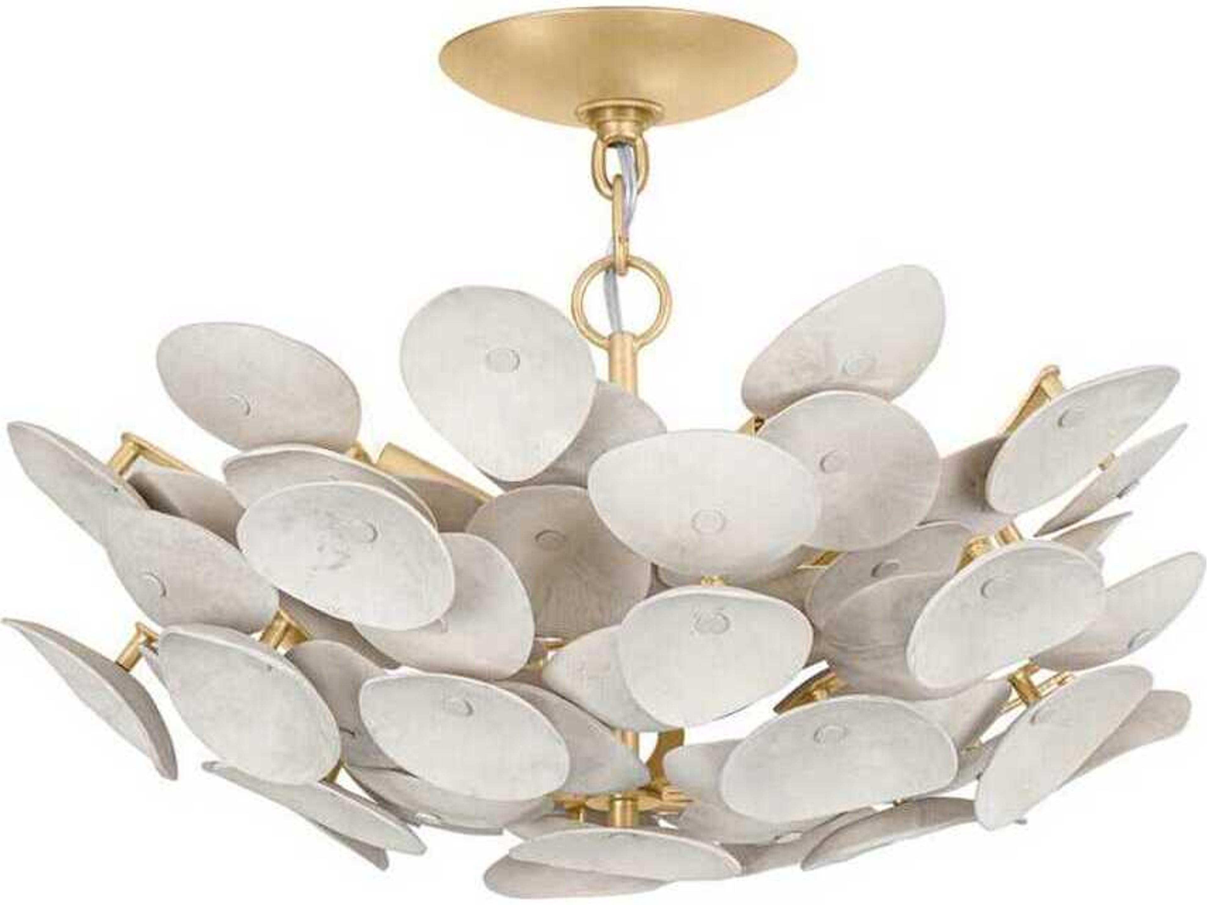 Aimi Semi-Flush Mount Ceiling Light in Vintage Gold Leaf