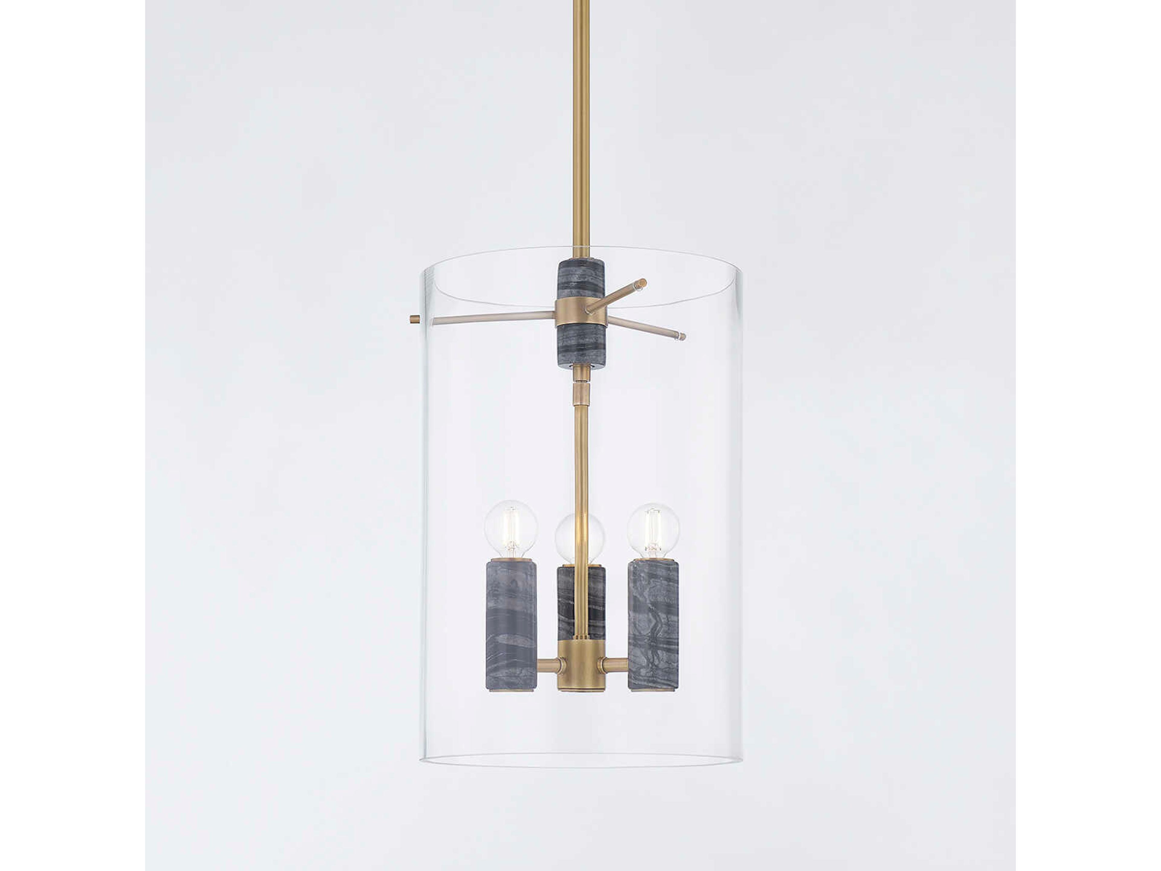 Corbett Lighting Adonis 3-Light Vintage Brass Glass Cylinder Mini Pendant
