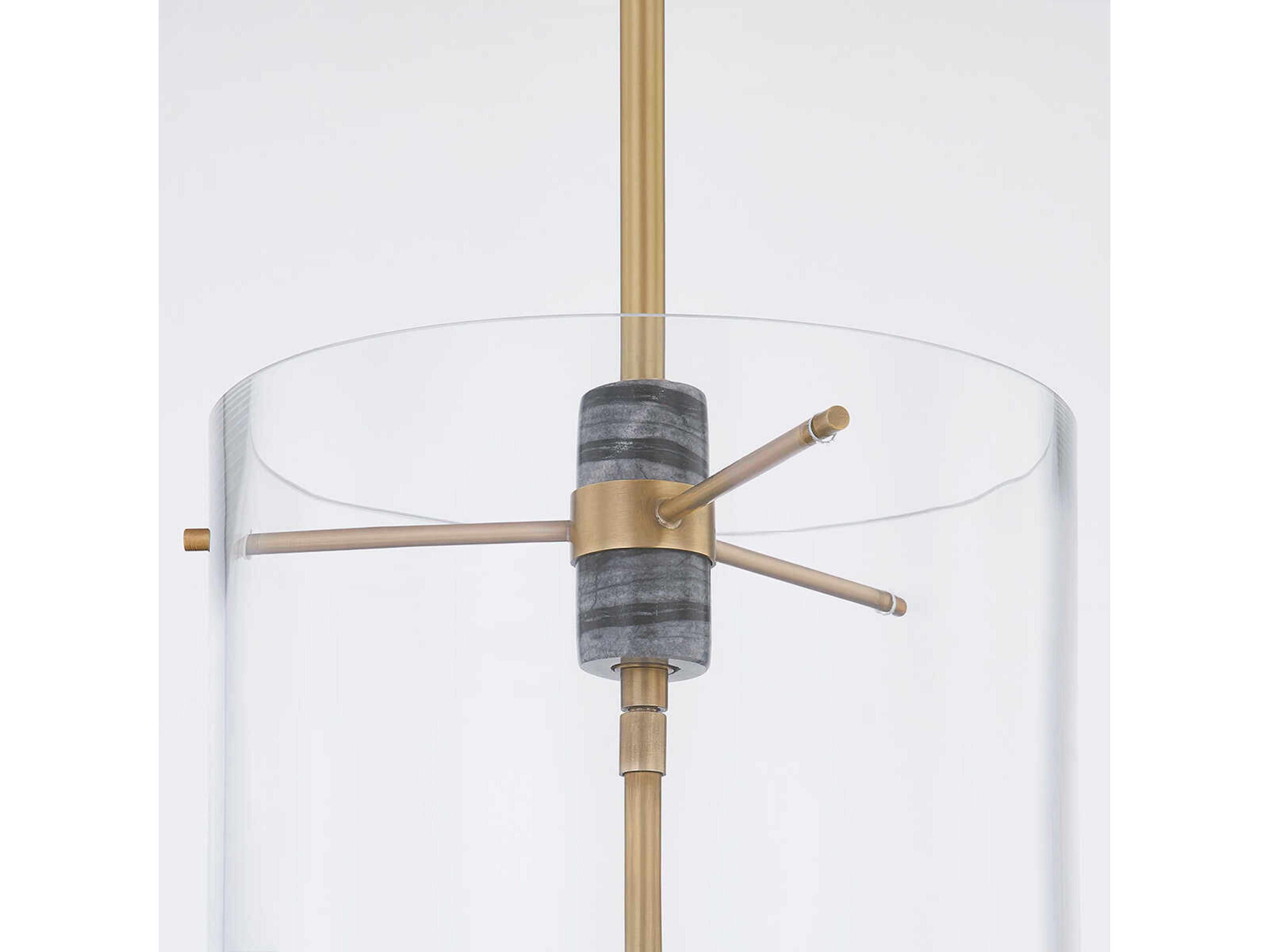 Corbett Lighting Adonis 3-Light Vintage Brass Glass Cylinder Mini Pendant