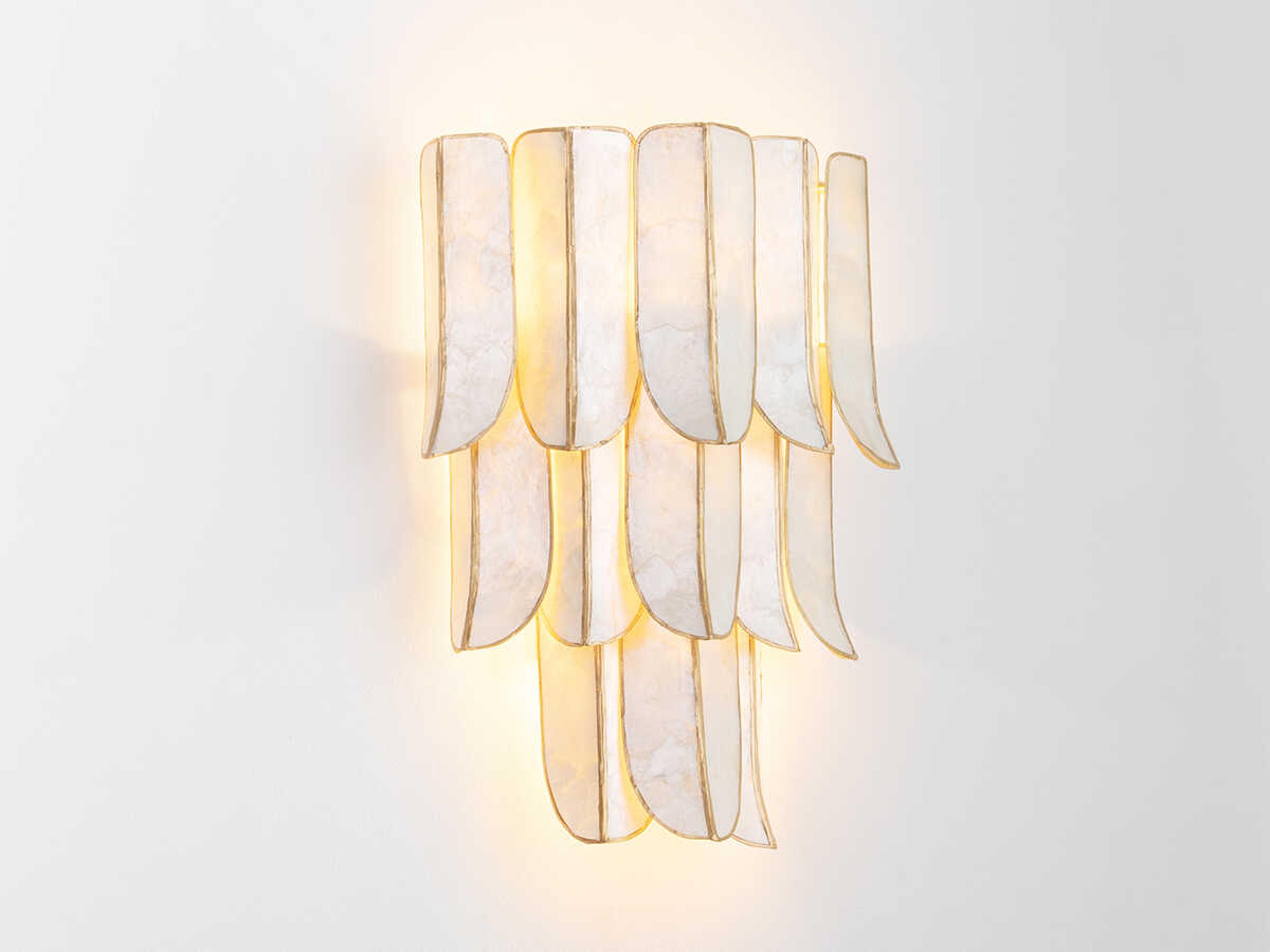 Corbett Lighting Cartagena 3-Light Vintage Gold Leaf White Wall Sconce
