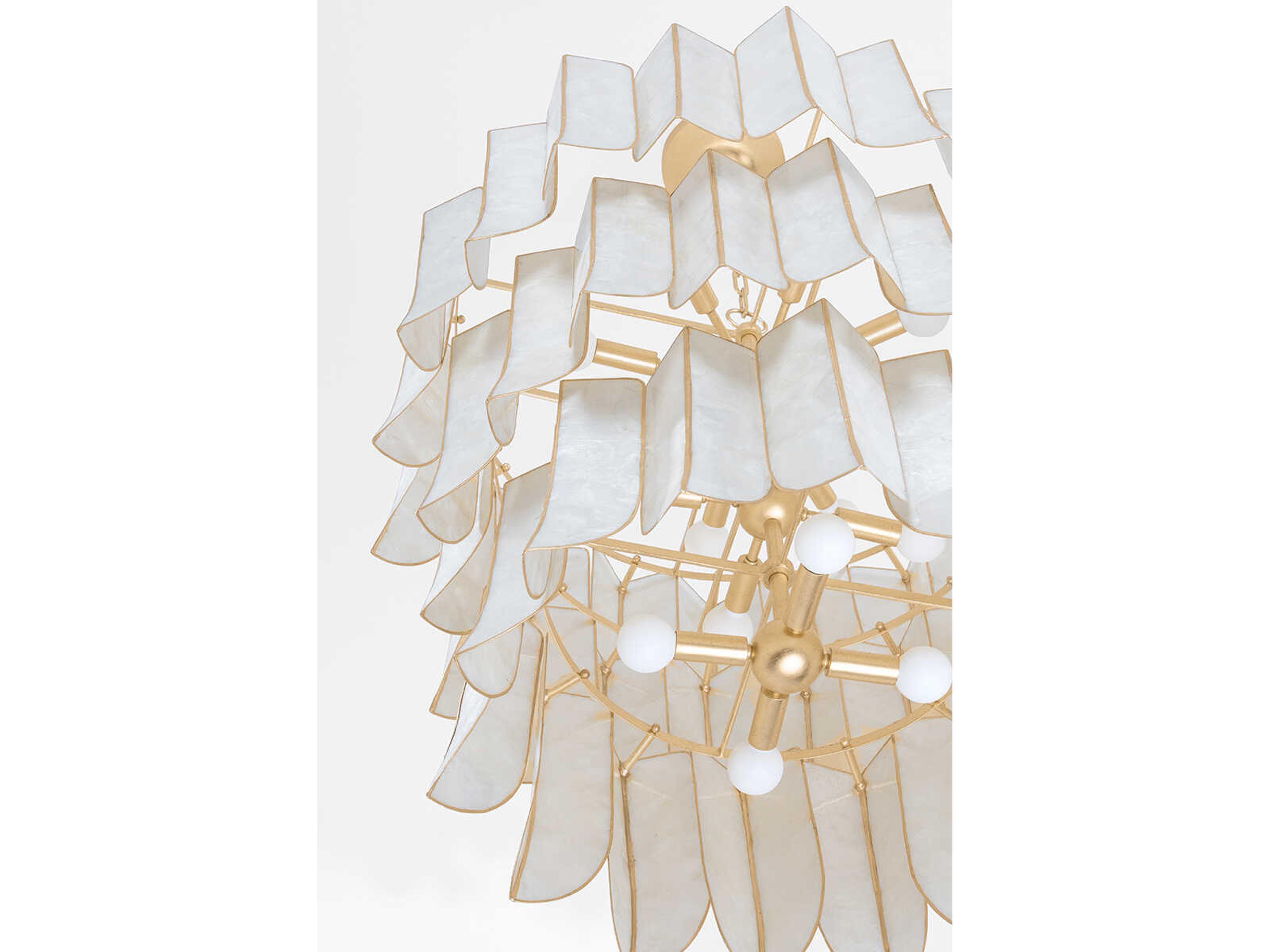 Corbett Lighting Cartagena 16-Light Vintage Gold Leaf White Candelabra Tiered Chandelier