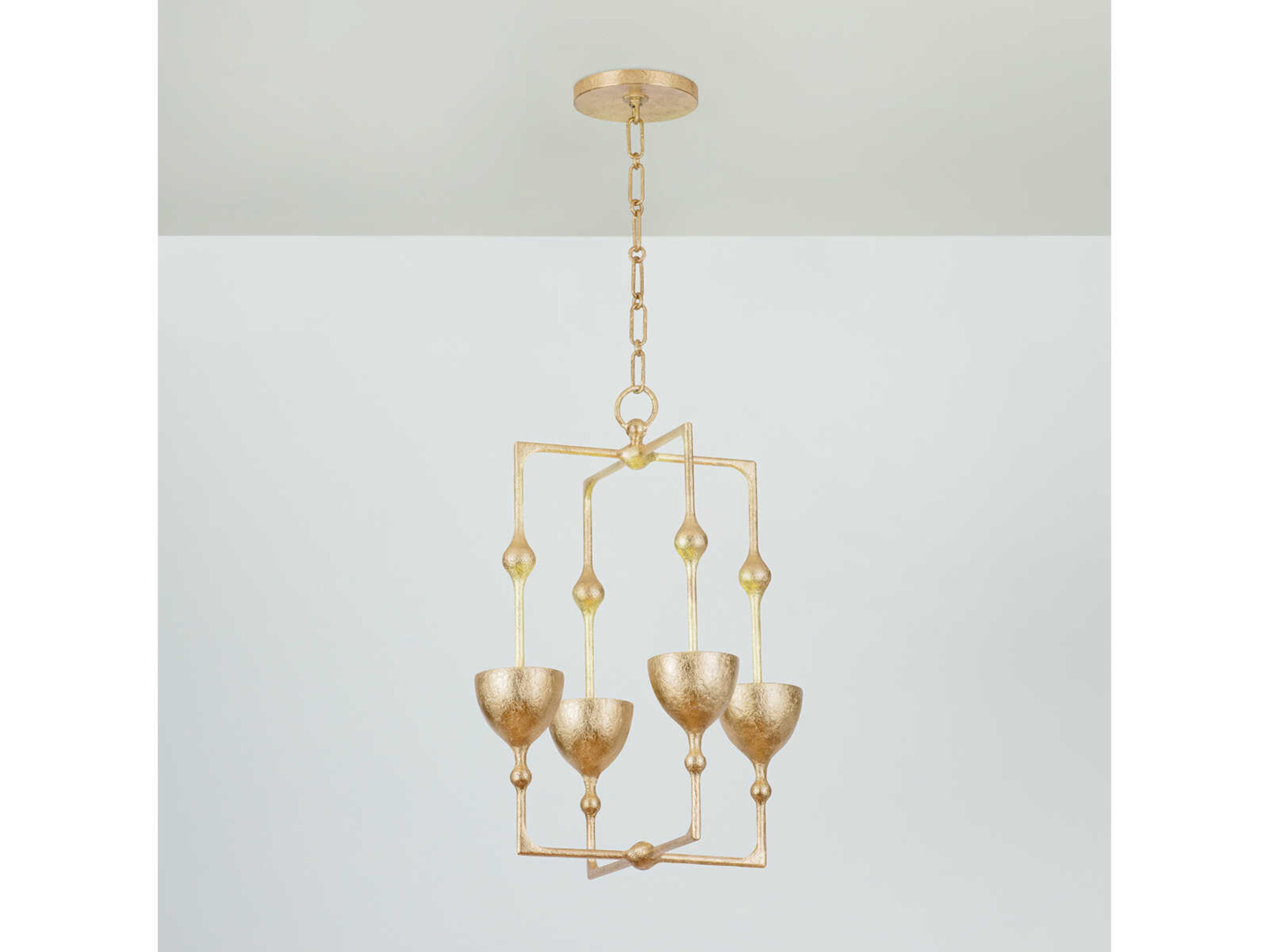 Corbett Lighting Antalya 4-Light Vintage Gold Leaf Geometric Pendant