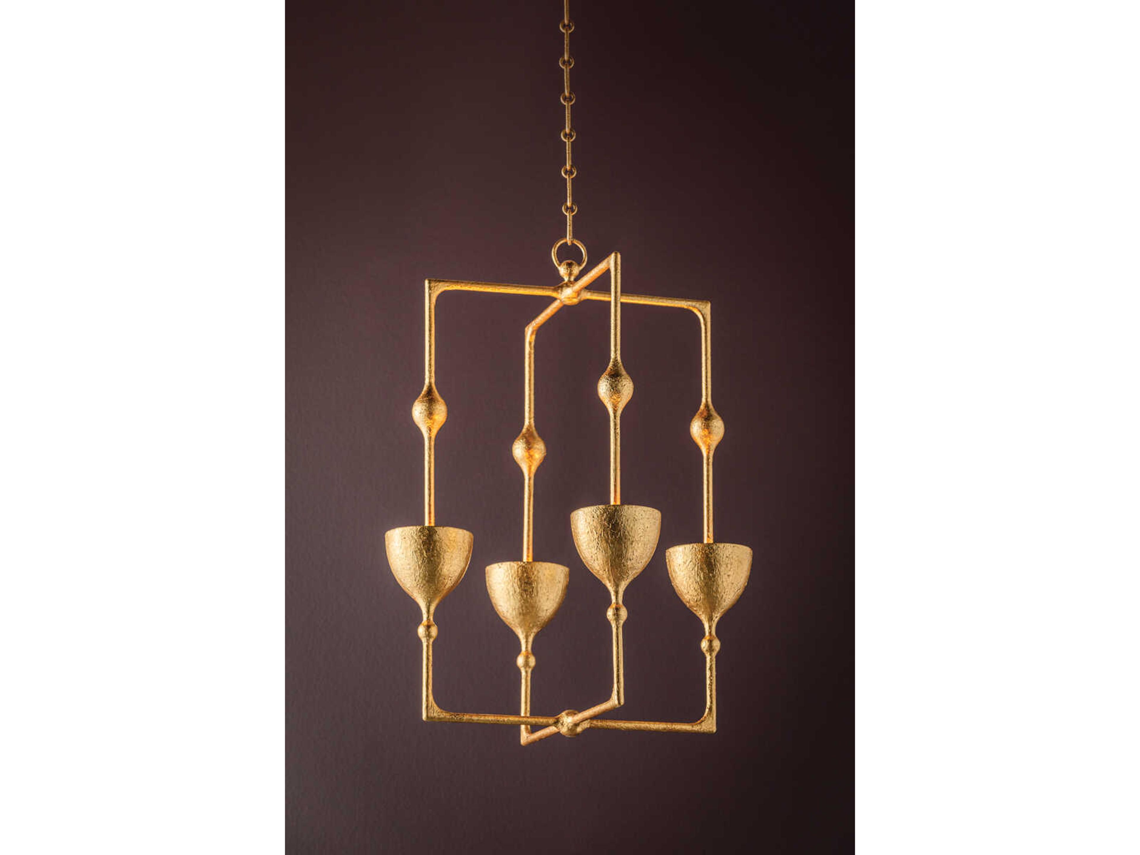 Corbett Lighting Antalya 4-Light Vintage Gold Leaf Geometric Pendant
