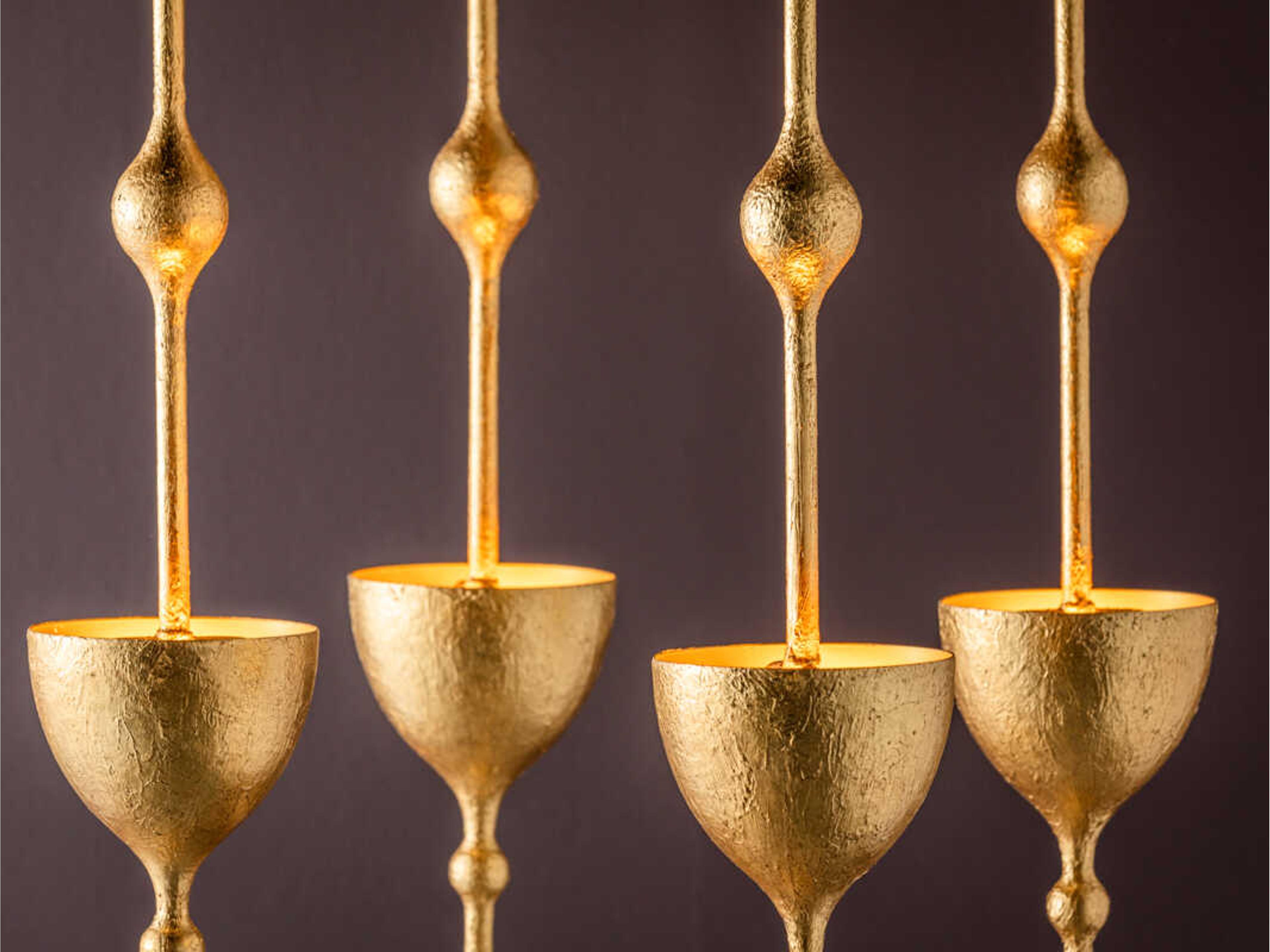 Corbett Lighting Antalya 4-Light Vintage Gold Leaf Geometric Pendant