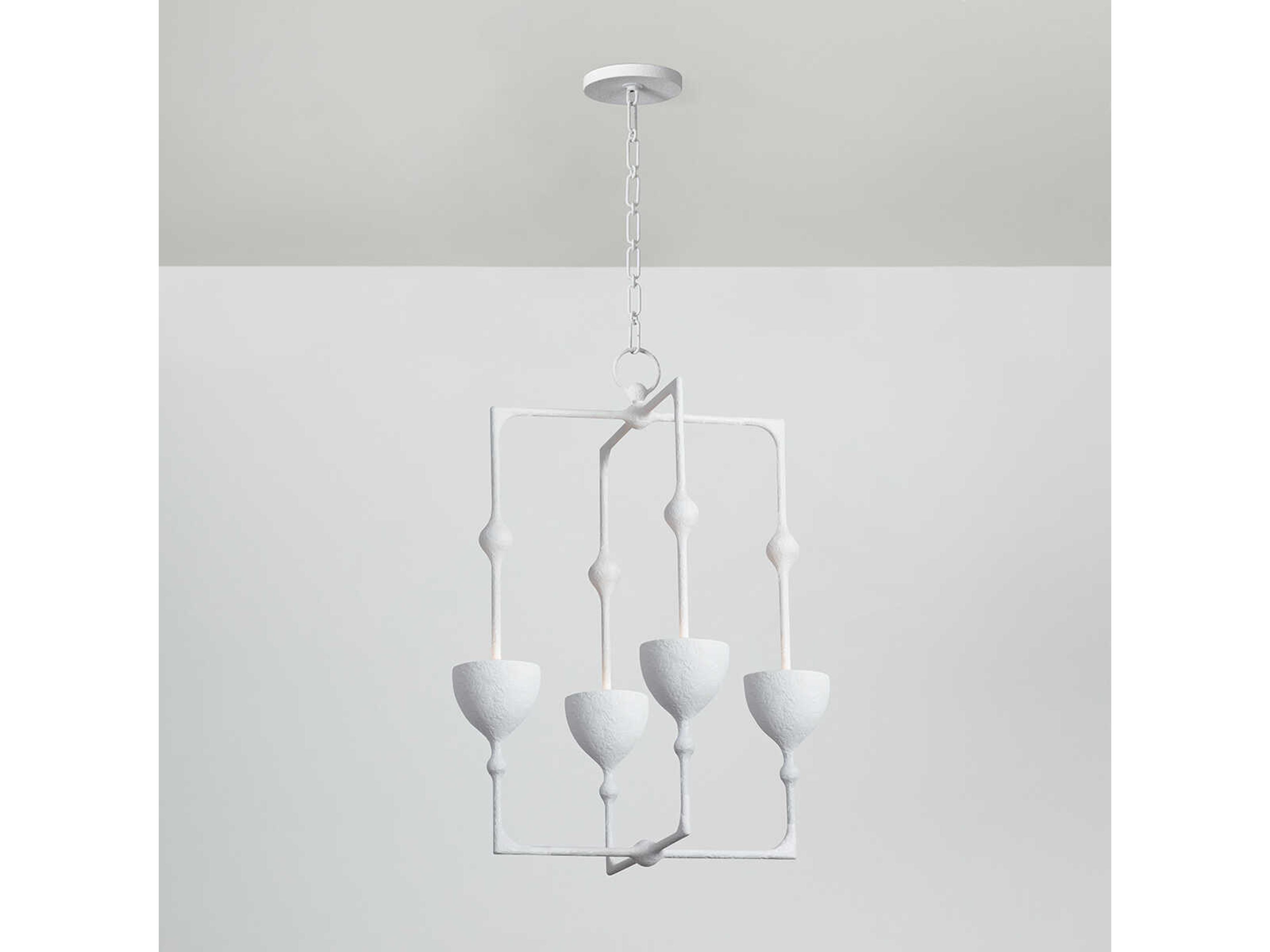 Corbett Lighting Antalya 4-Light Gesso White Geometric Pendant