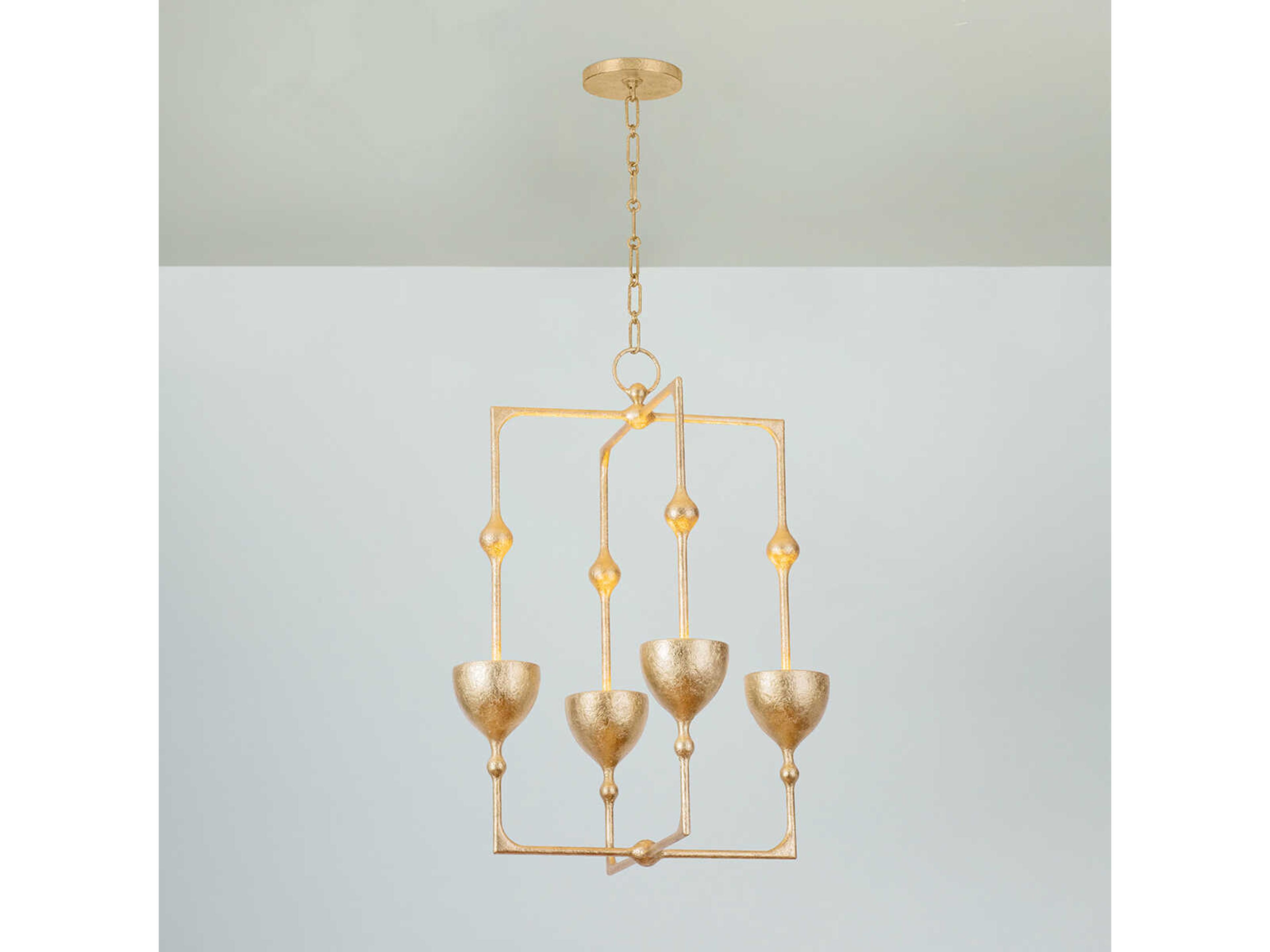Corbett Lighting Antalya 4-Light Vintage Gold Leaf Geometric Pendant