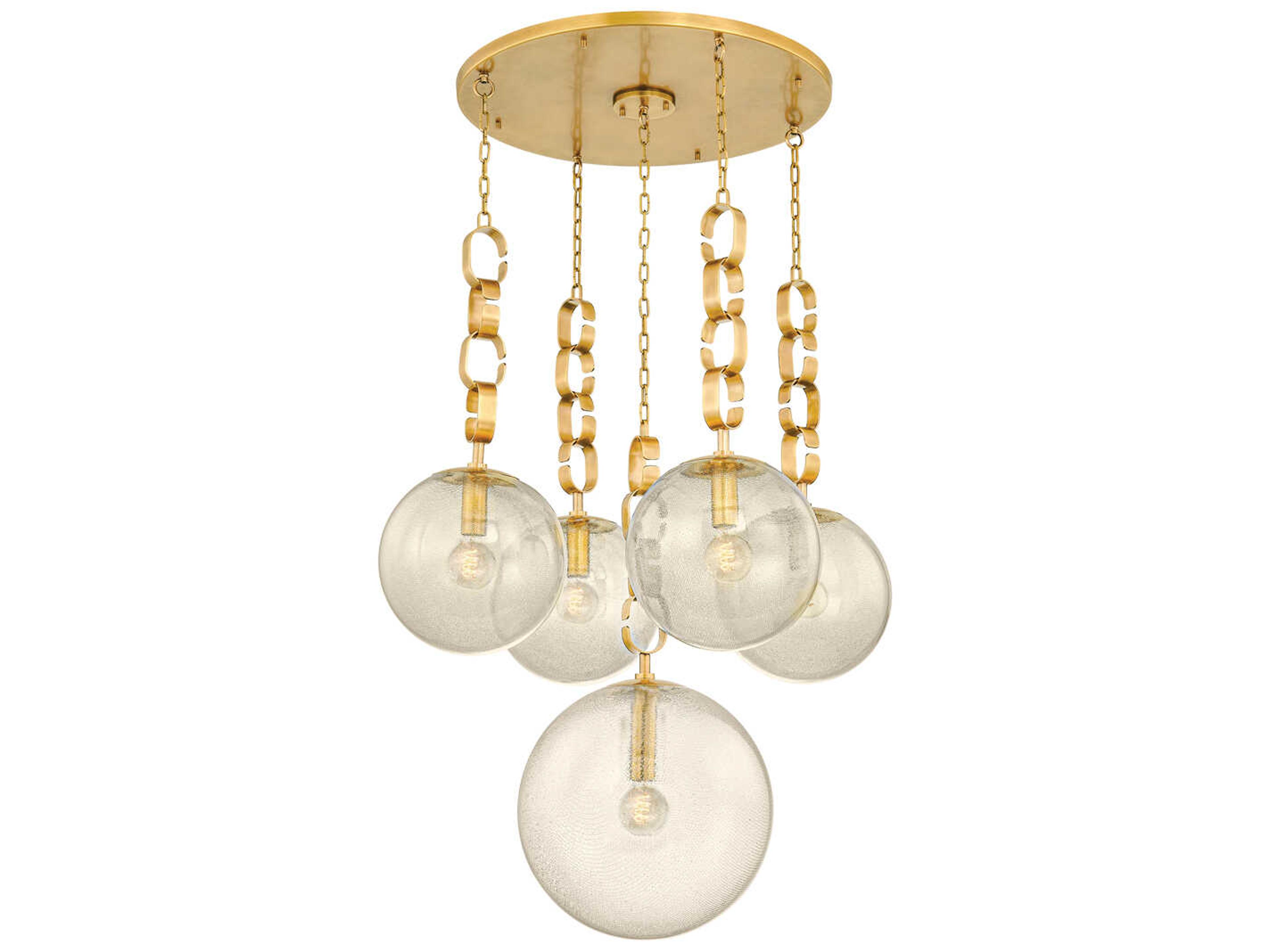 Corbett Lighting Nessa 5-Light Vintage Brass Globe Pendant