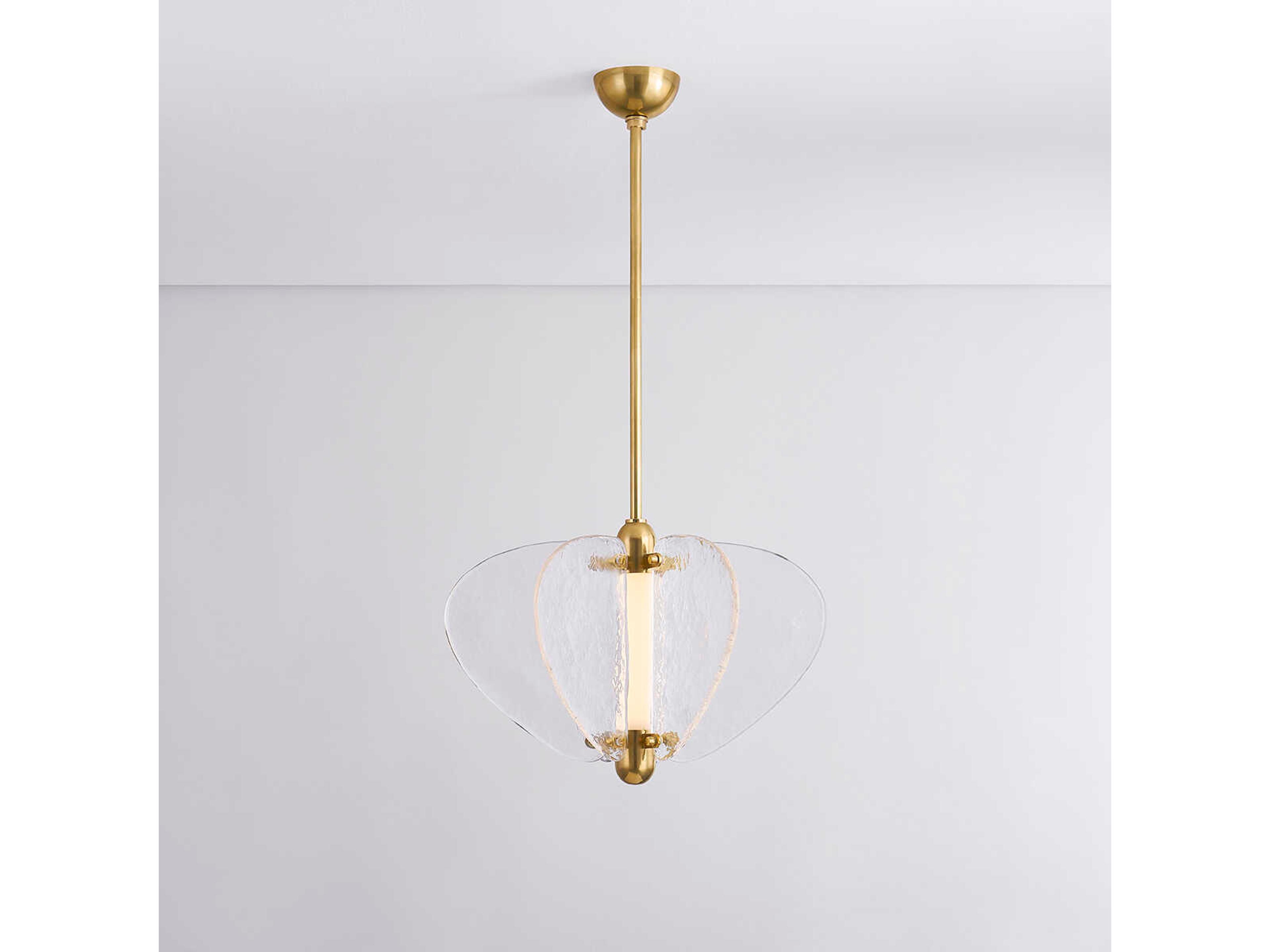 Corbett Lighting Freya 1-Light Vintage Brass Clear Geometric Pendant