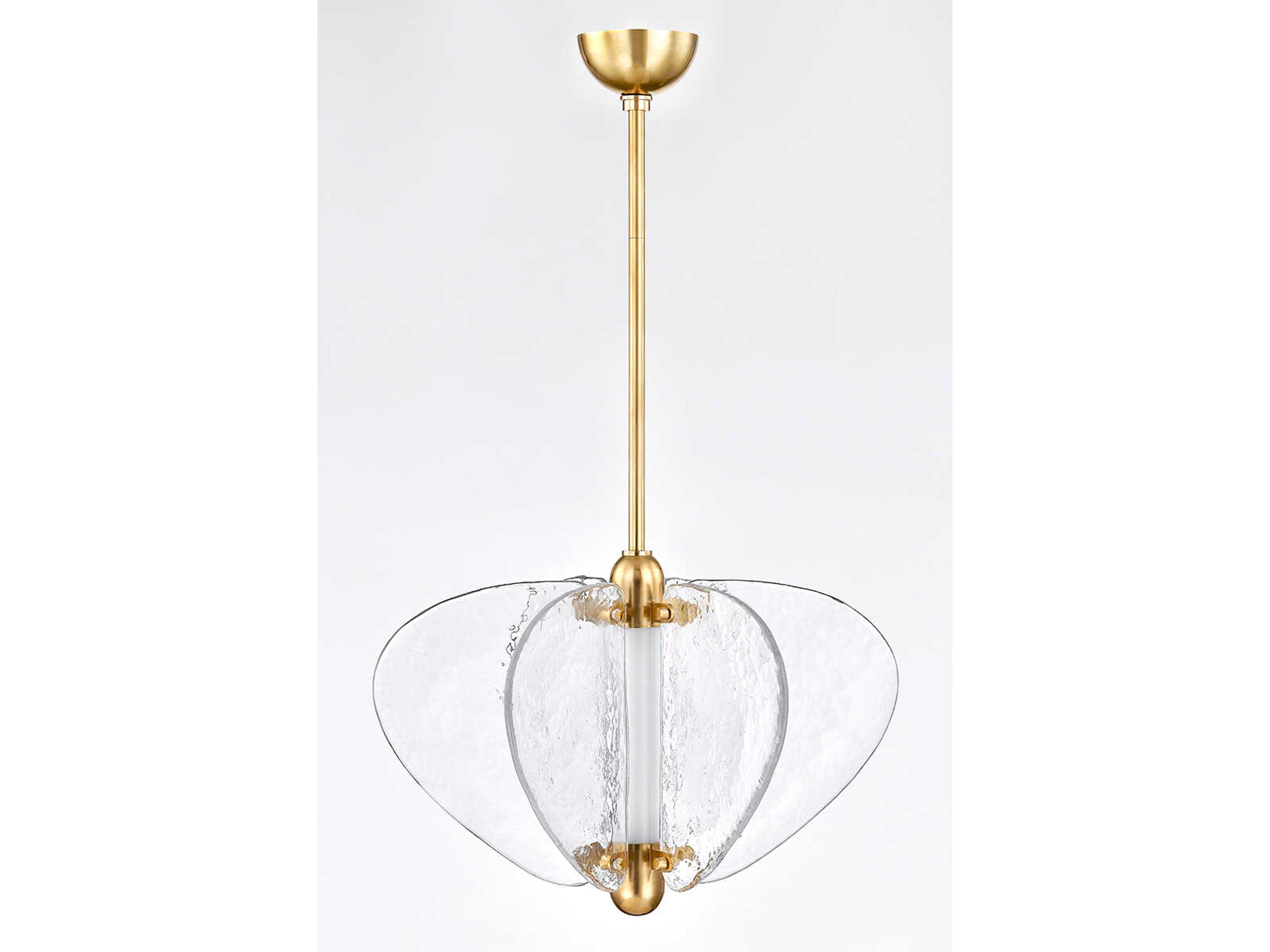 Corbett Lighting Freya 1-Light Vintage Brass Clear Geometric Pendant