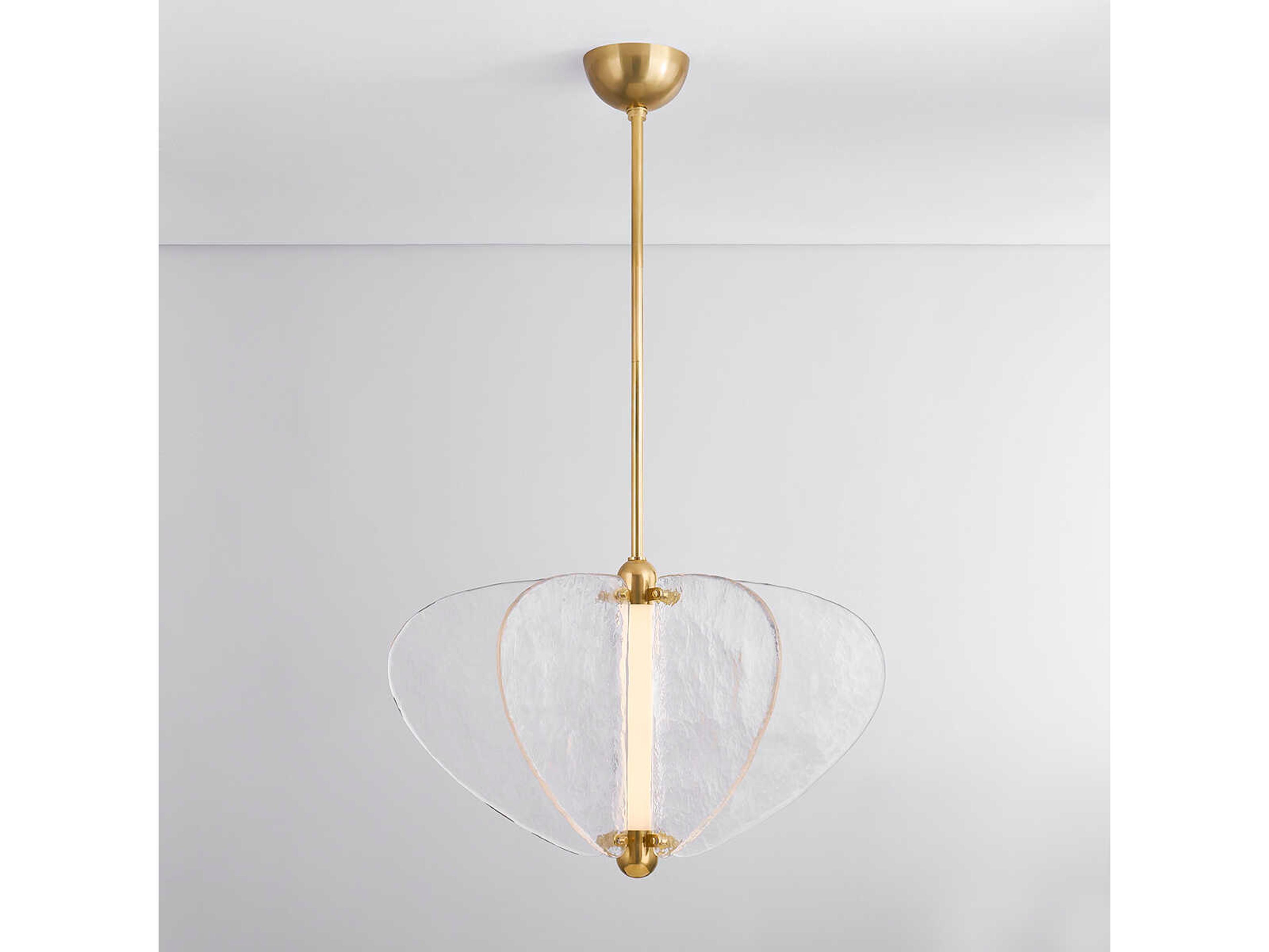 Corbett Lighting Freya 1-Light Vintage Brass Clear Geometric Pendant