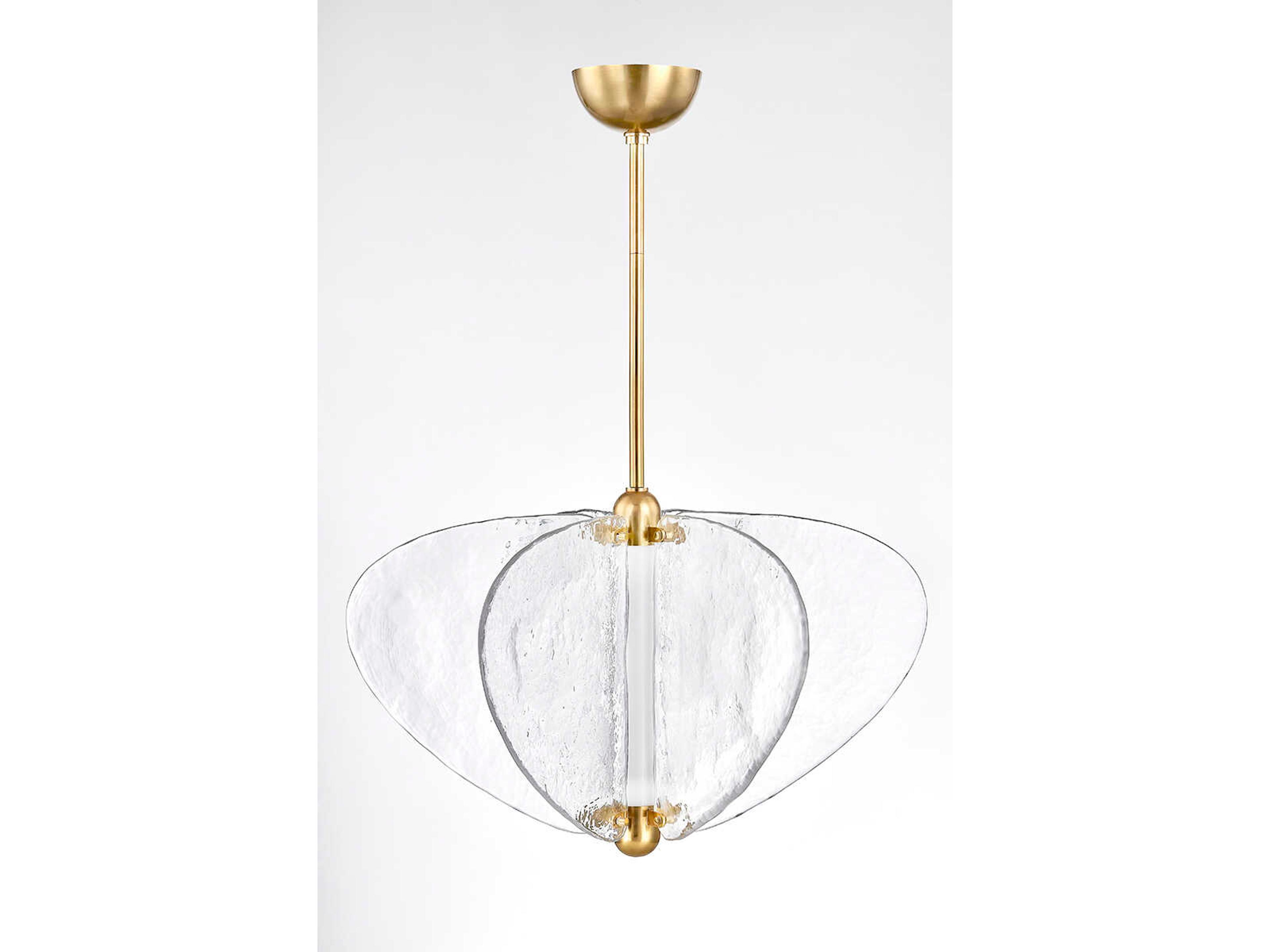 Corbett Lighting Freya 1-Light Vintage Brass Clear Geometric Pendant