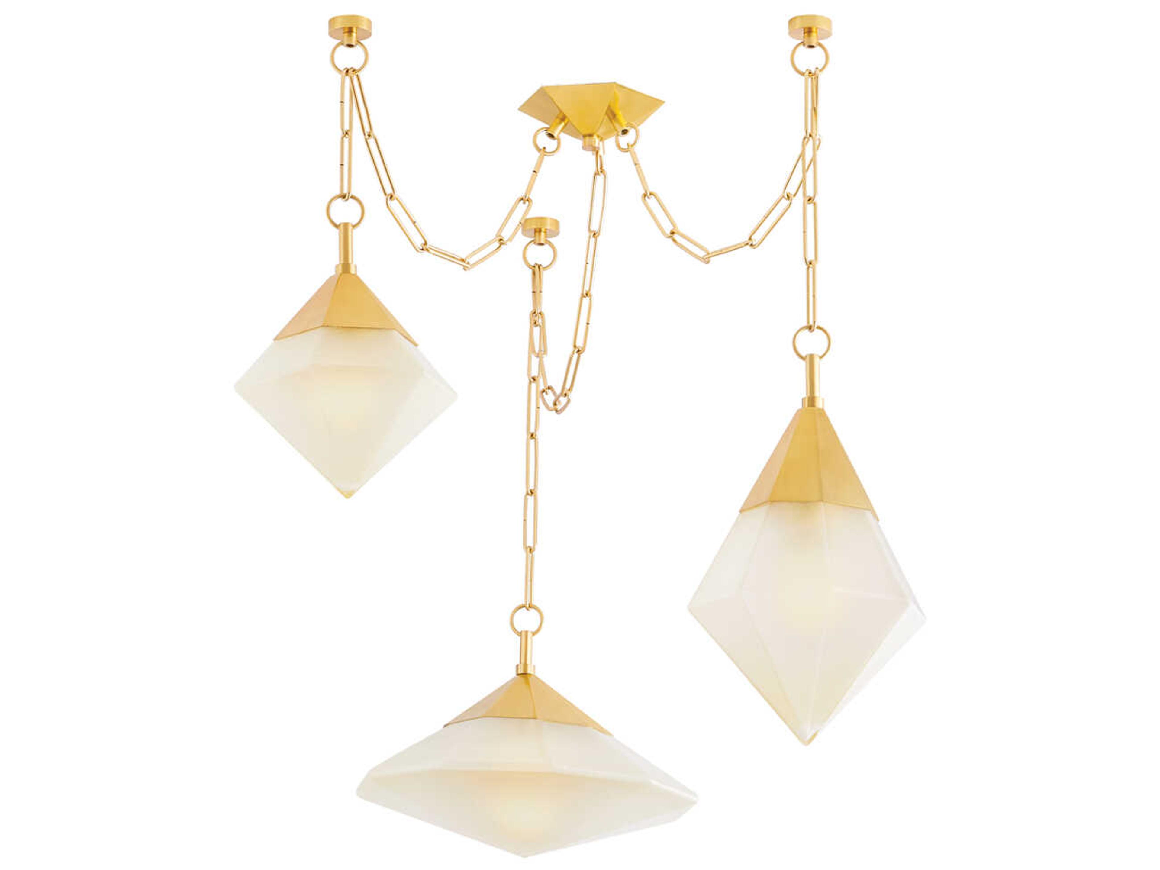 Angelique 3-Light Vintage Polished Brass Geometric Chandelier