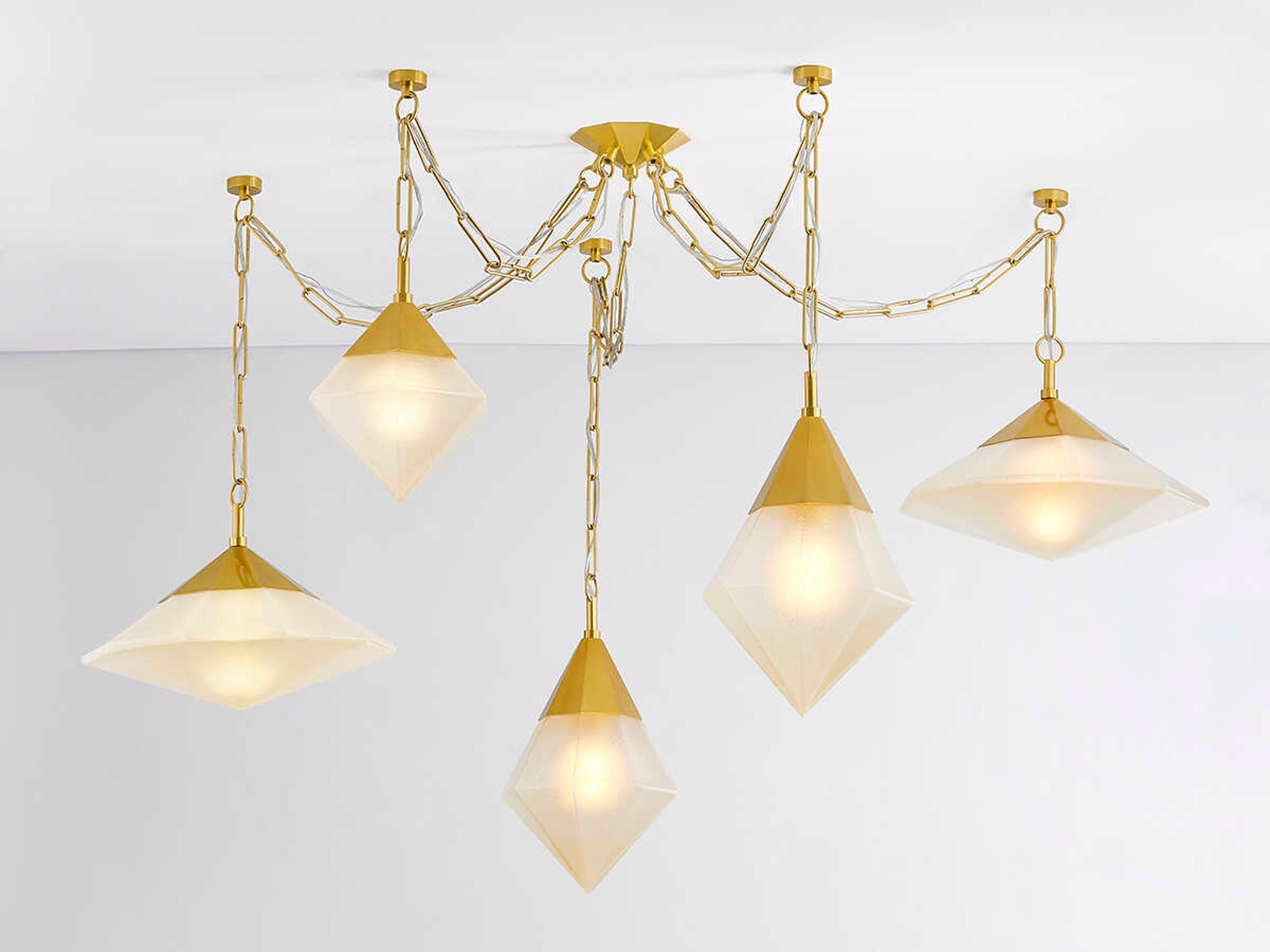 Corbett Lighting Angelique 5-Light Vintage Polished Brass Geometric Chandelier