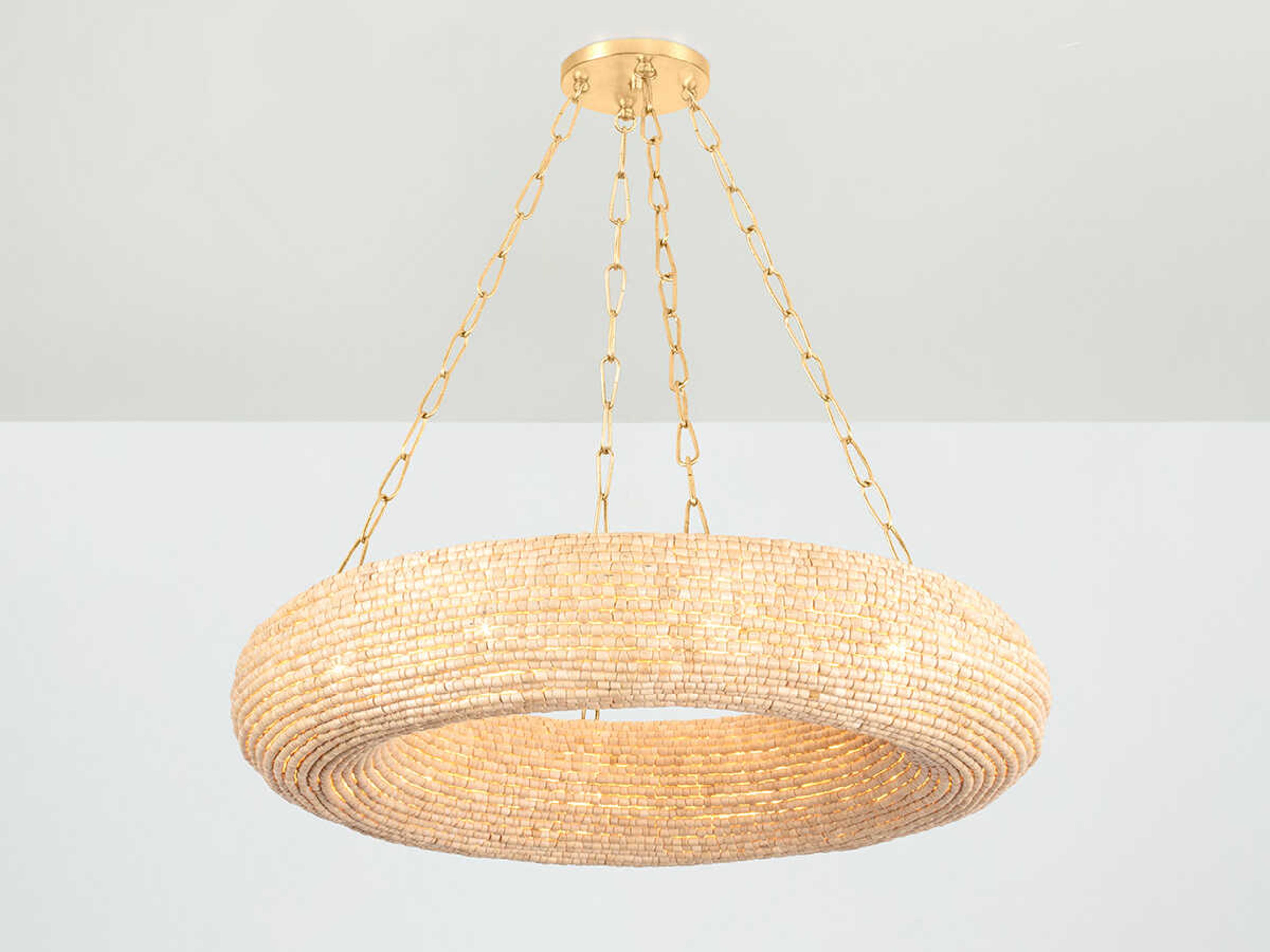 Corbett Lighting Lure 10-Light Vintage Gold Leaf Candelabra Round Chandelier