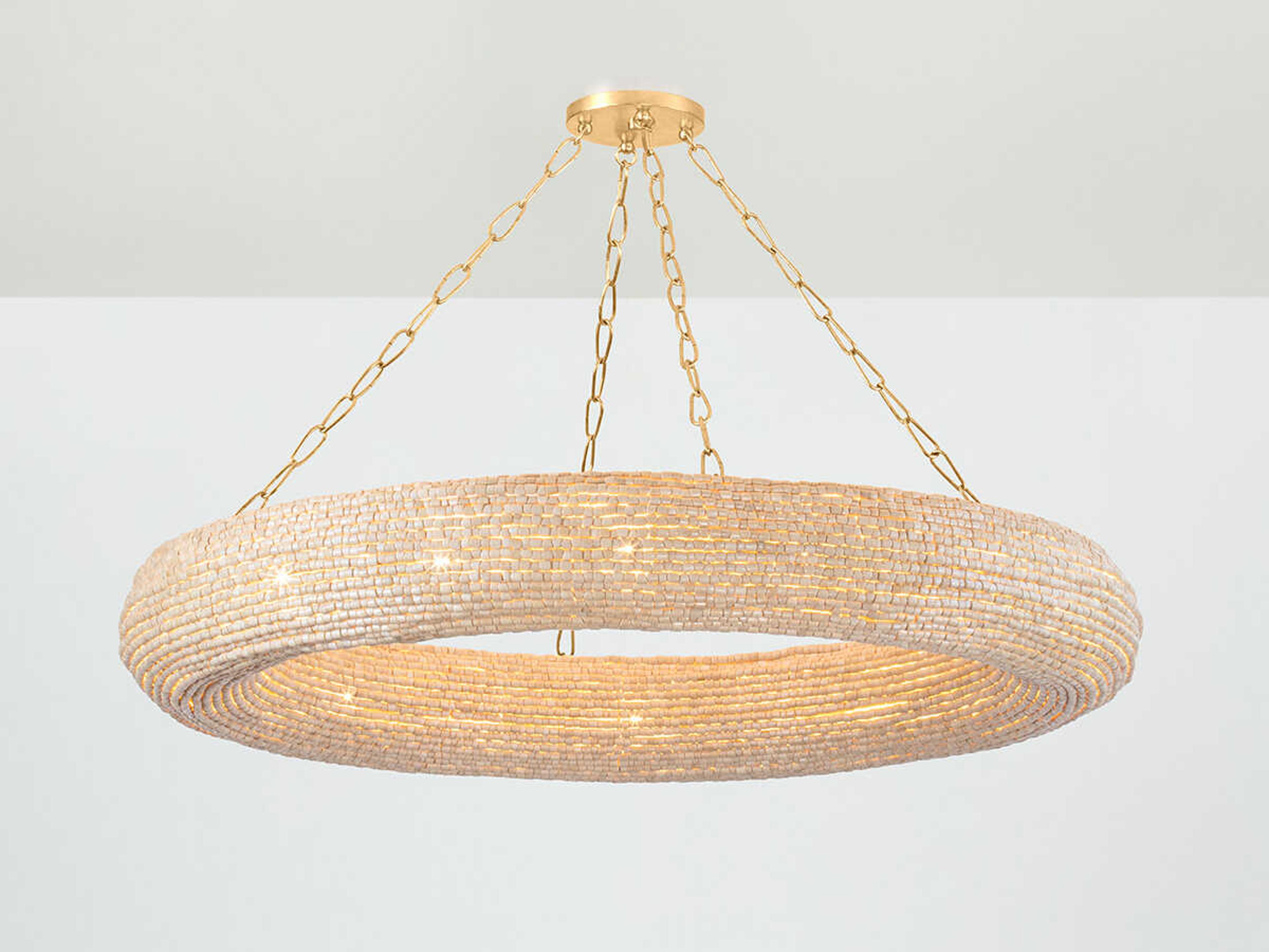 Corbett Lighting Lure 16-Light Vintage Gold Leaf Candelabra Round Chandelier