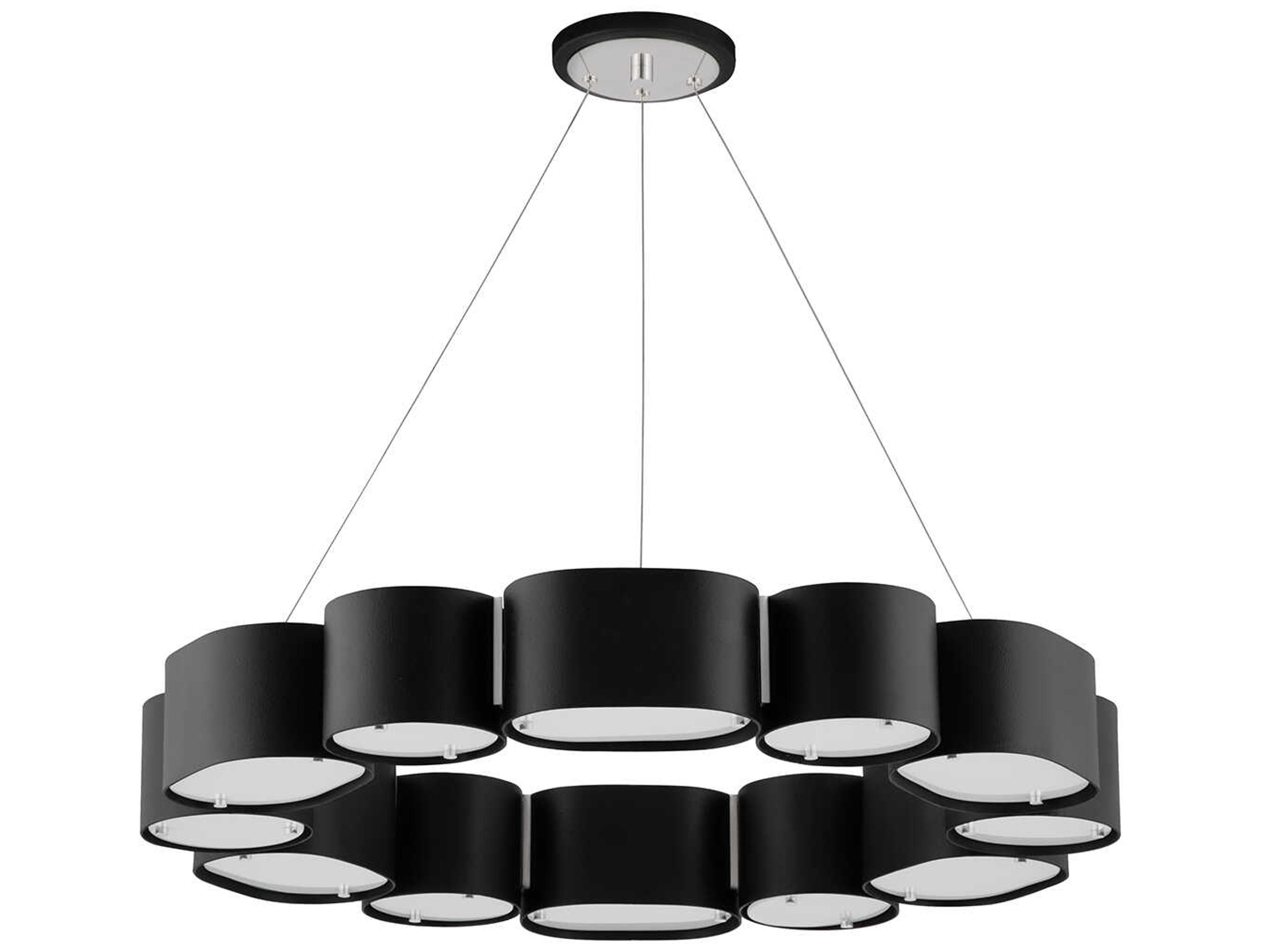 Opal 12-Light Soft Black Stainless Steel Glass Round Pendant