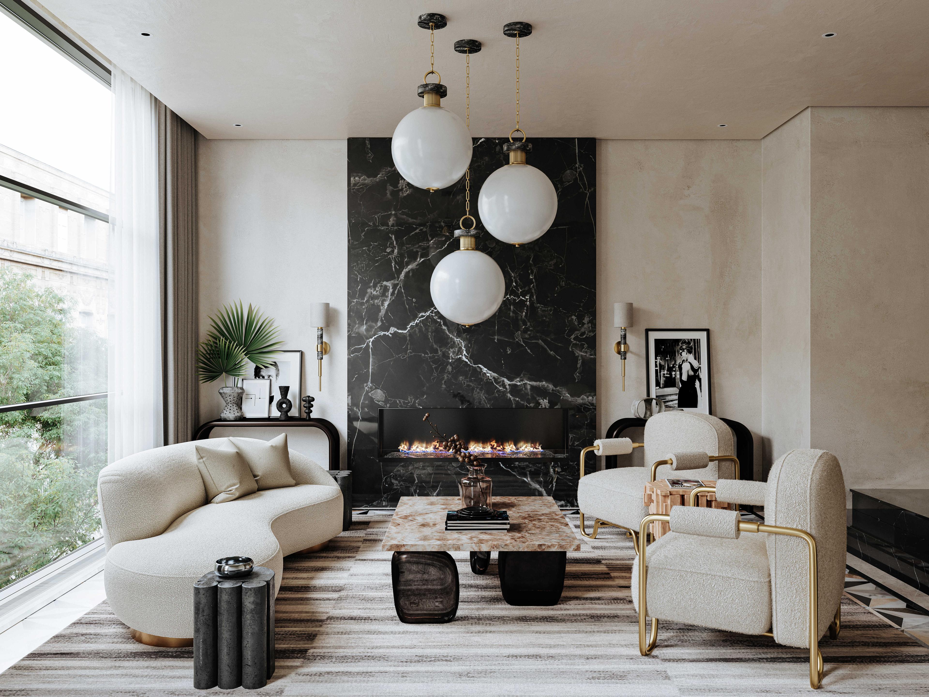 Corbett Lighting Haru 1-Light Vintage Brass Glass Globe Pendant