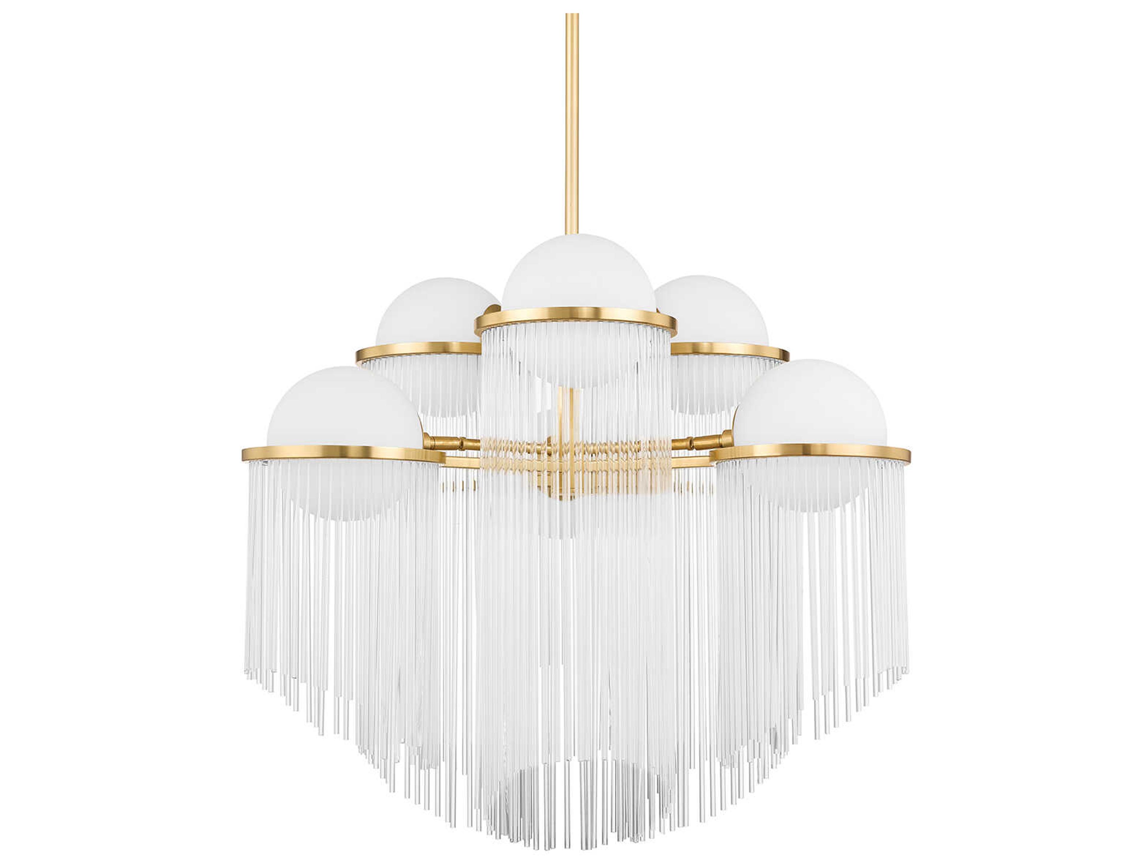 Celestial 6-Light Aged Brass Glass Globe Chandelier