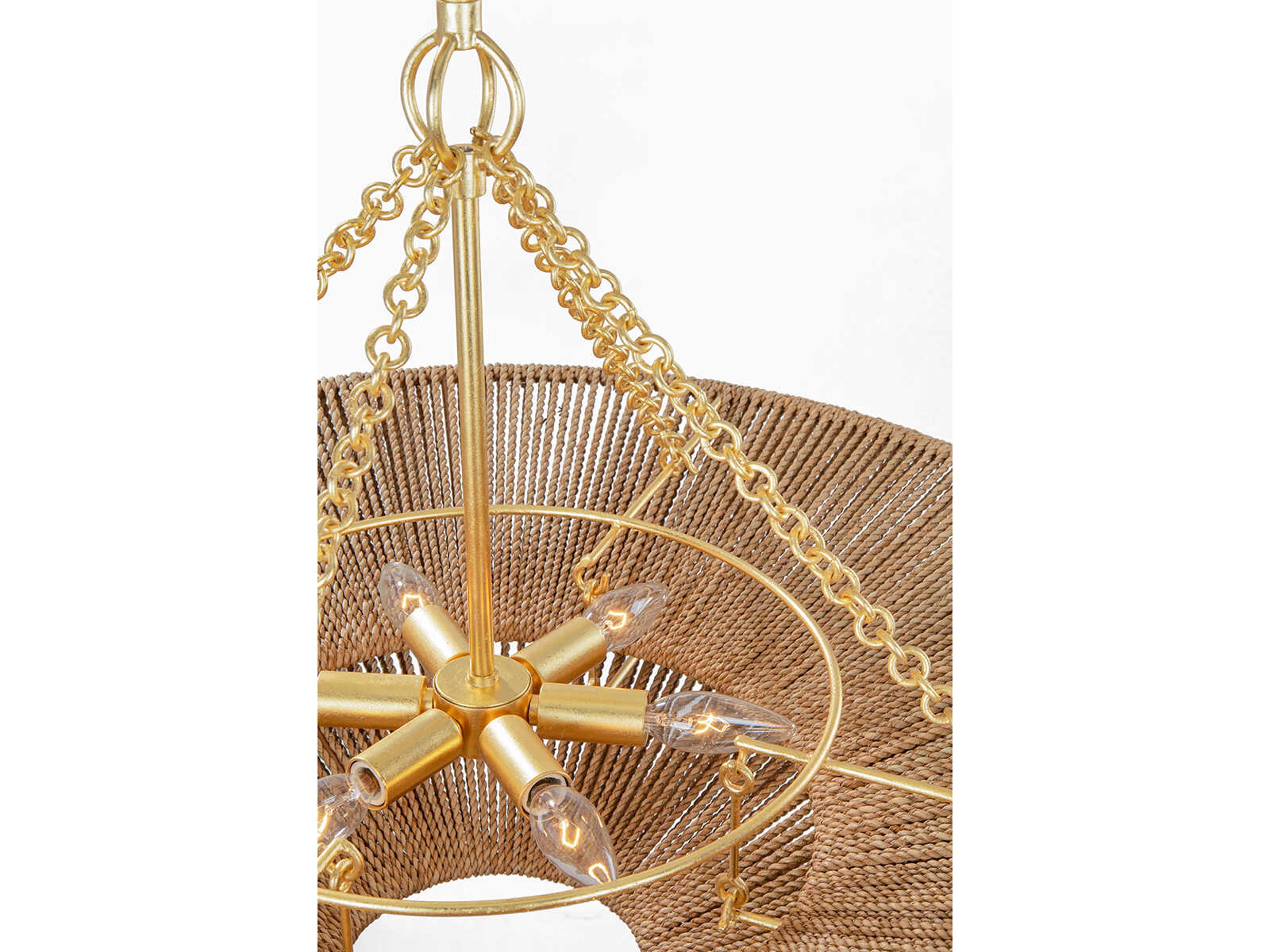 Corbett Lighting Tropea 6-Light Gold Leaf Brown Bowl Pendant