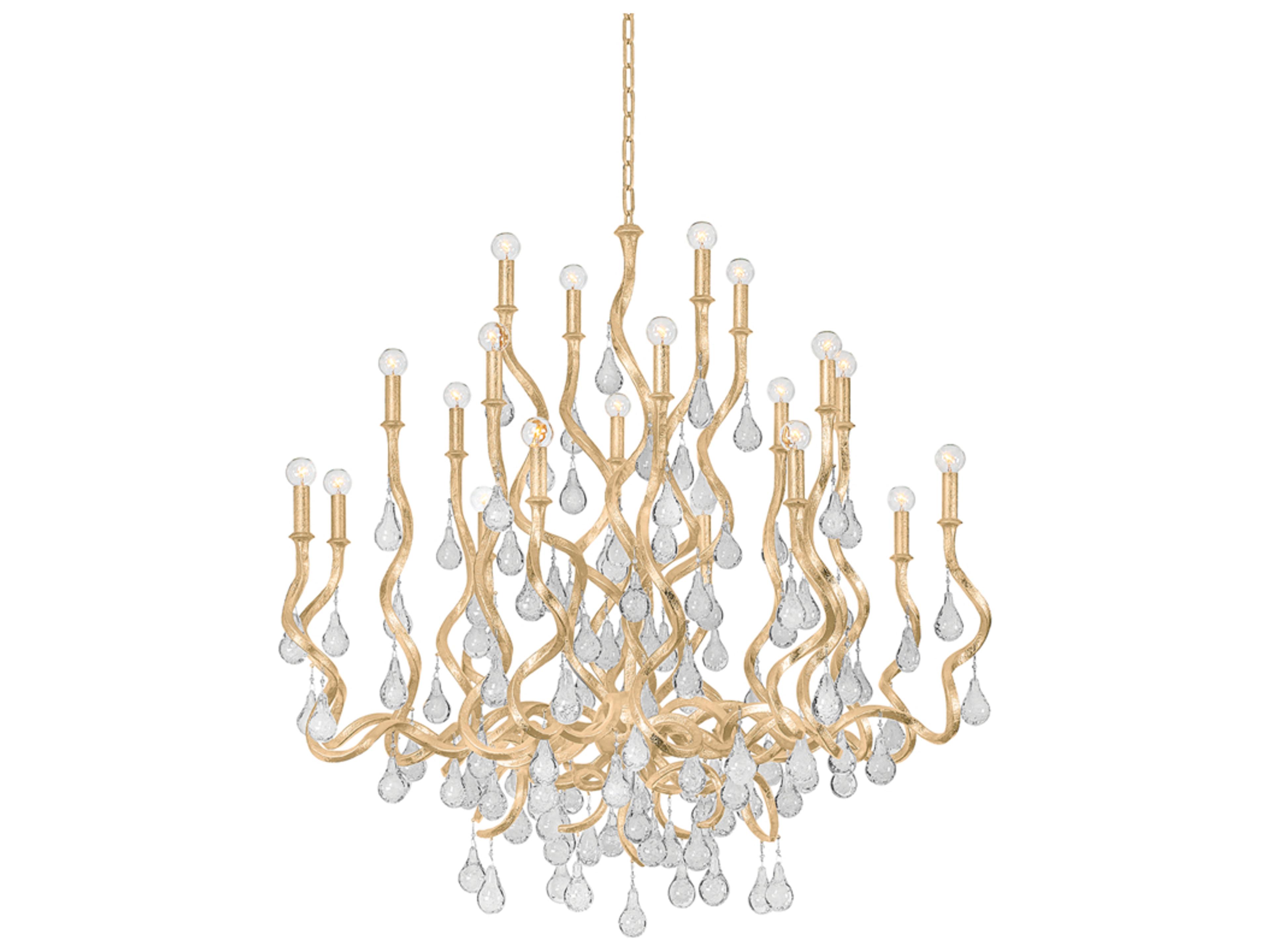 Aveline 20-Light Gold Leaf Crystal Chandelier