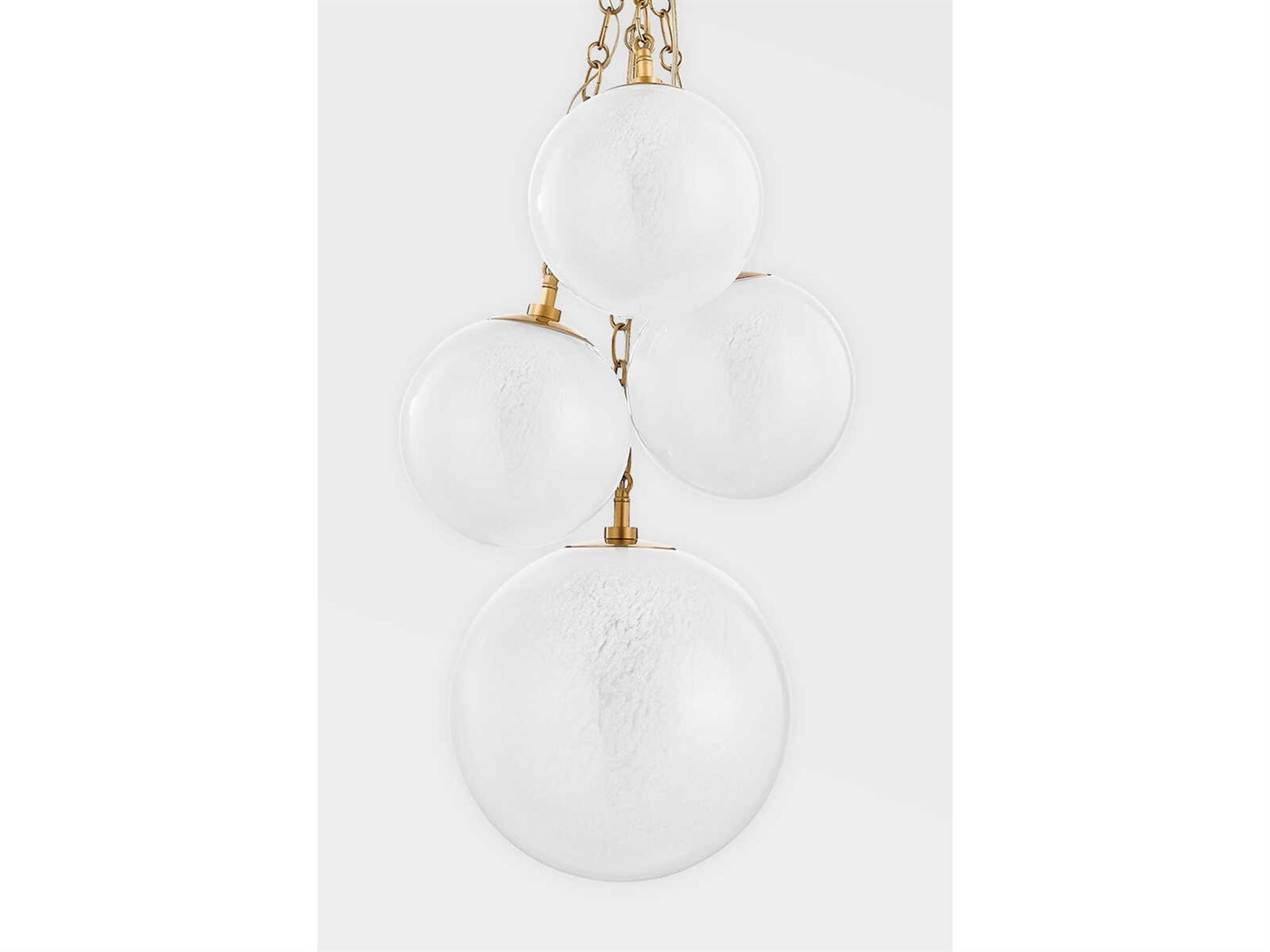 Corbett Lighting Antoinette 4-Light Vintage Brass White Glass Globe Pendant