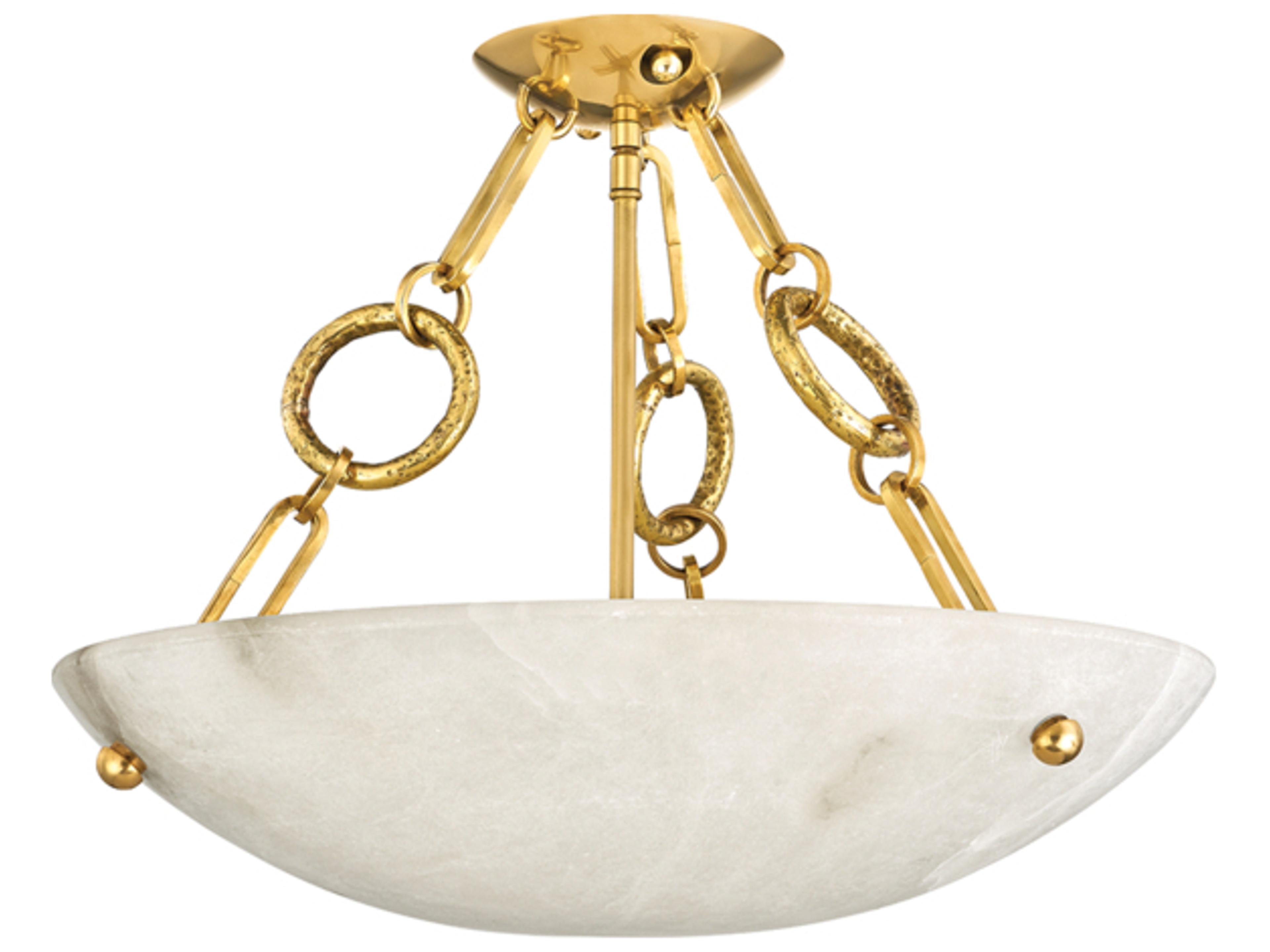 Corbett Lighting Yadira 4-Light Vintage Brass White Glass Bowl Semi Flush Mount