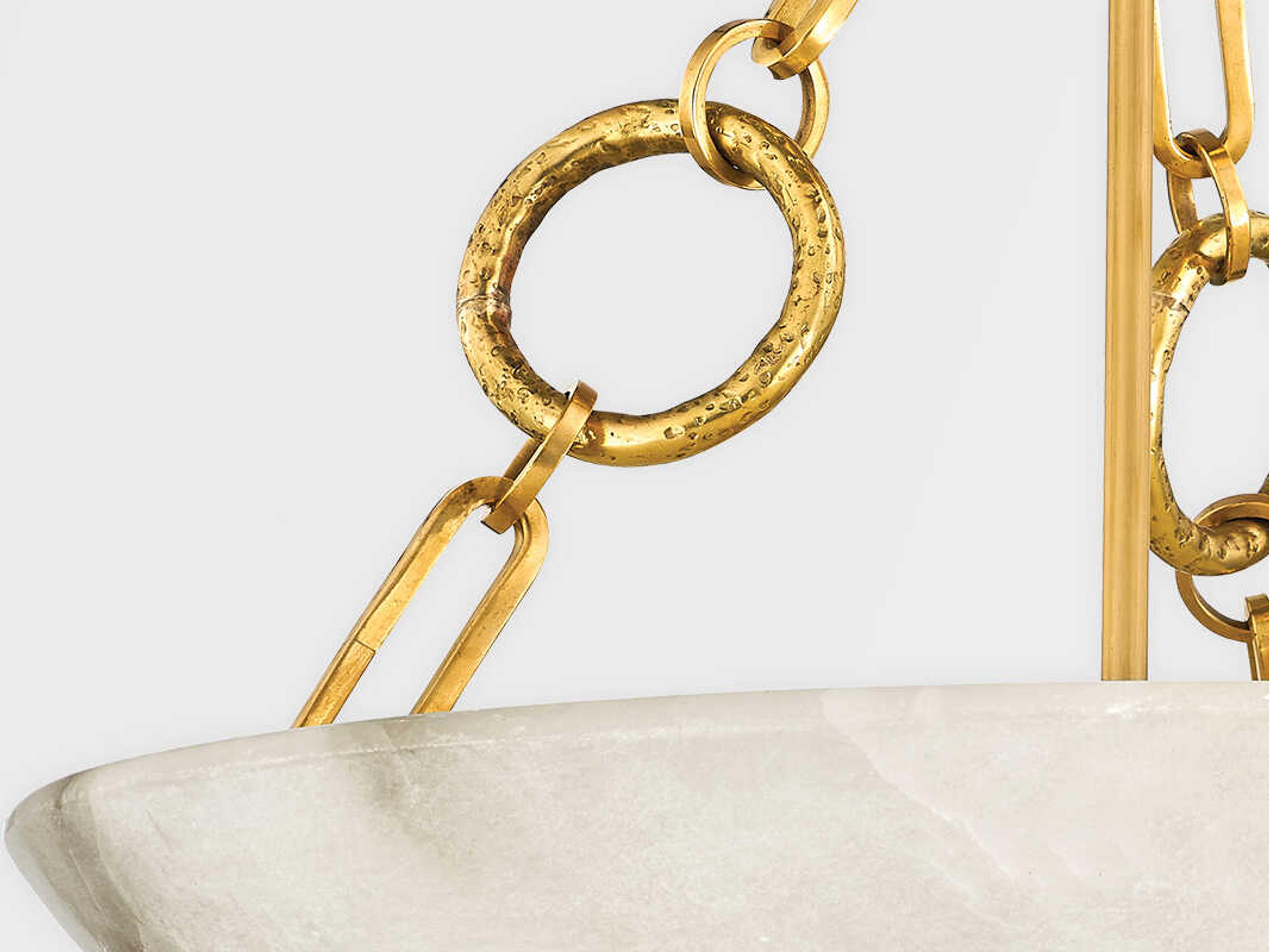 Corbett Lighting Yadira 4-Light Vintage Brass White Glass Bowl Semi Flush Mount