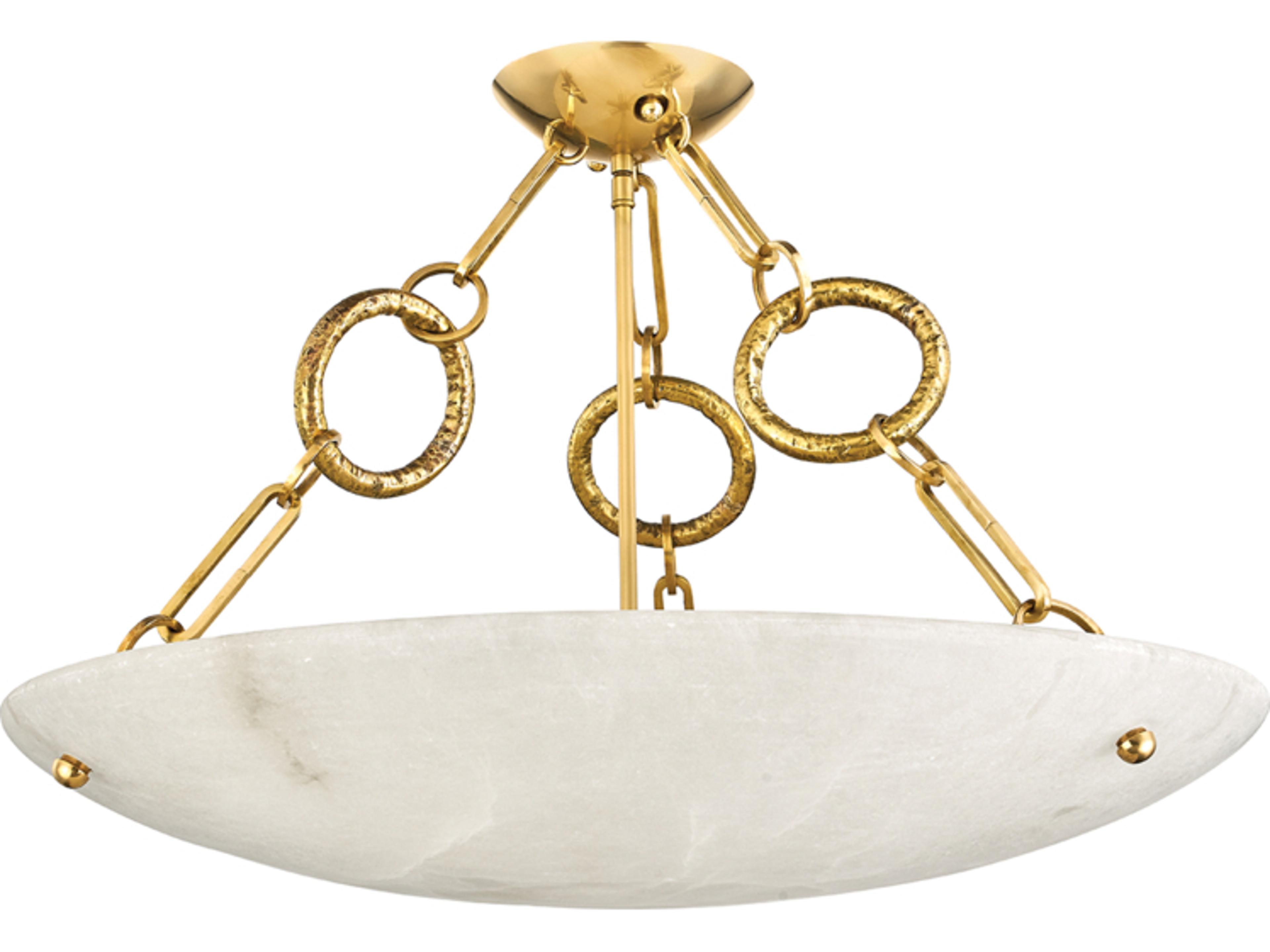Yadira 6-Light Vintage Brass White Glass Bowl Semi Flush Mount