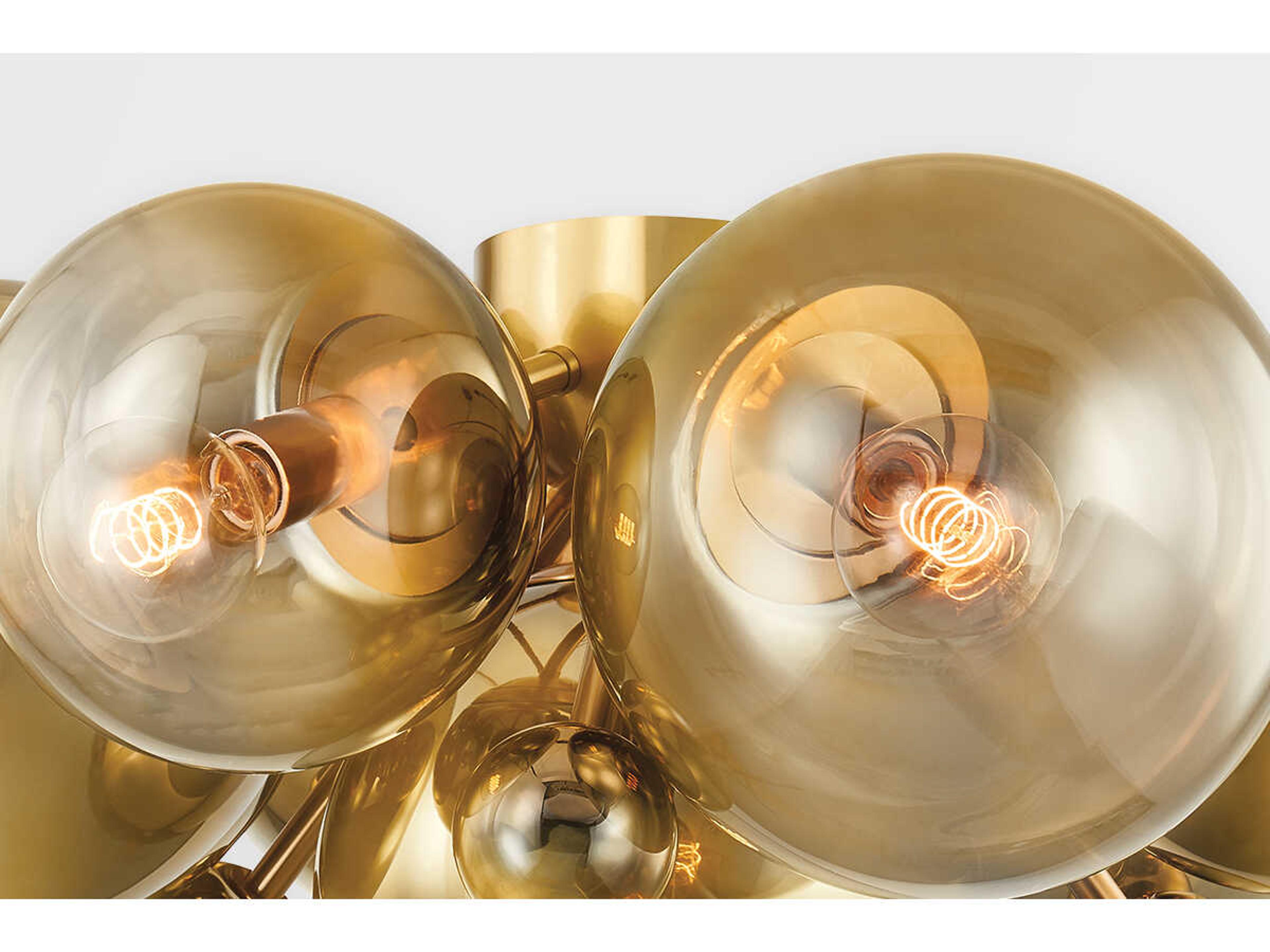 Corbett Lighting Kyoto 7-Light Vintage Polished Brass Glass Globe Sputnik Flush Mount