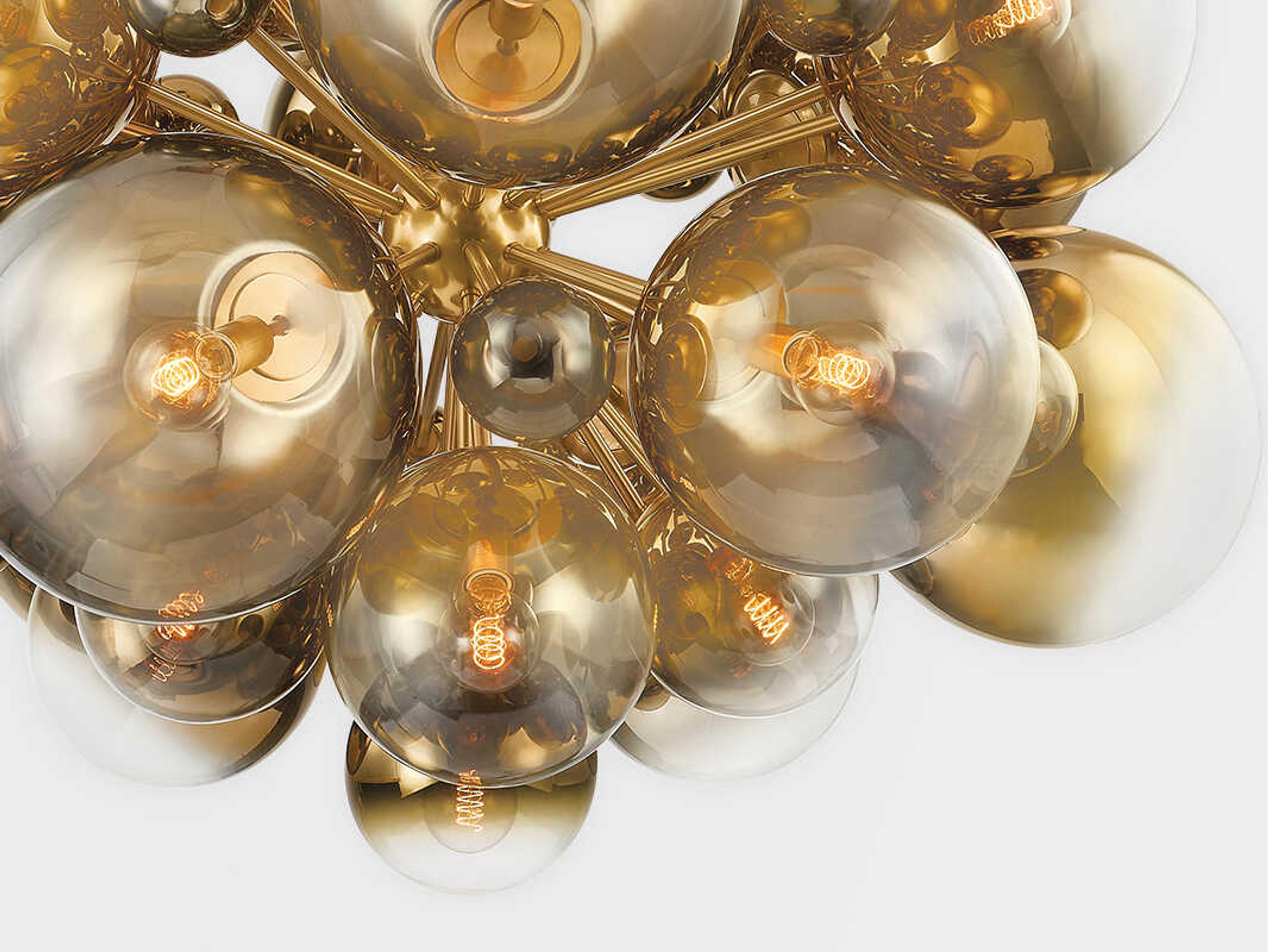 Corbett Lighting Kyoto 25-Light Vintage Polished Brass Glass Globe Sputnik Pendant