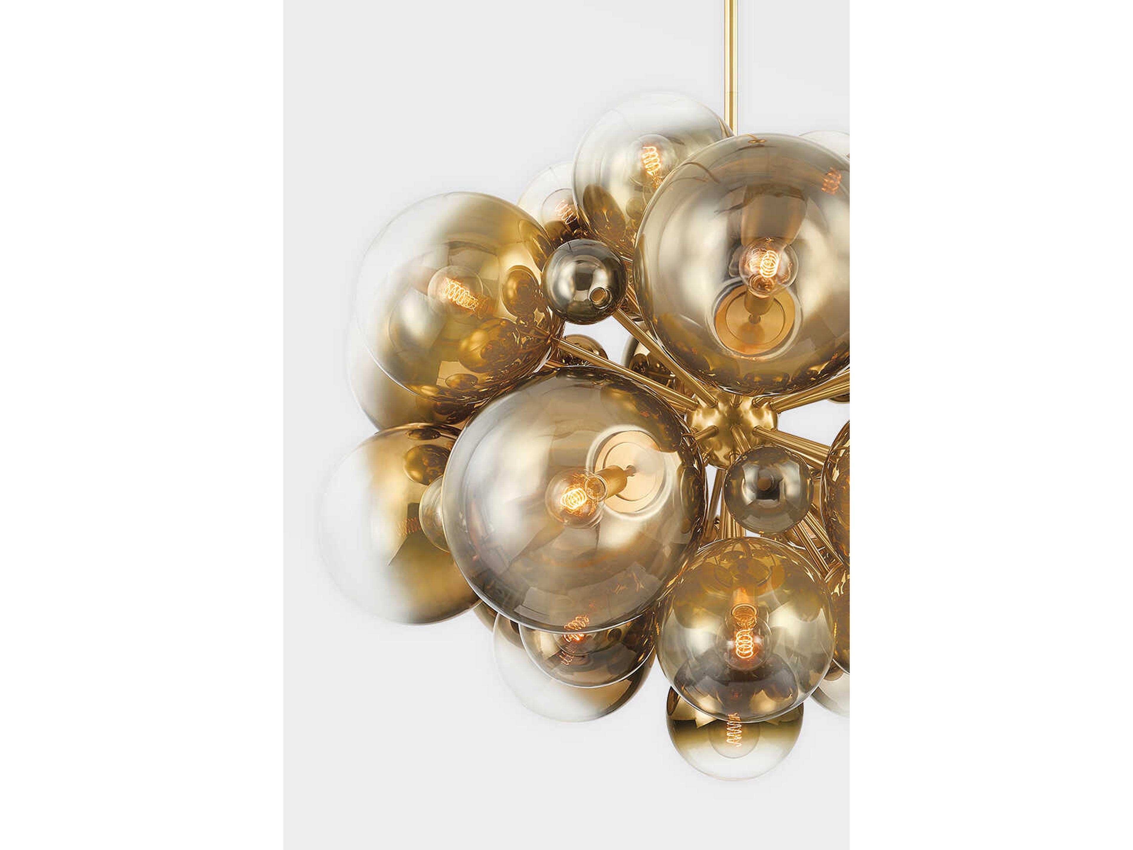 Corbett Lighting Kyoto 25-Light Vintage Polished Brass Glass Globe Sputnik Pendant
