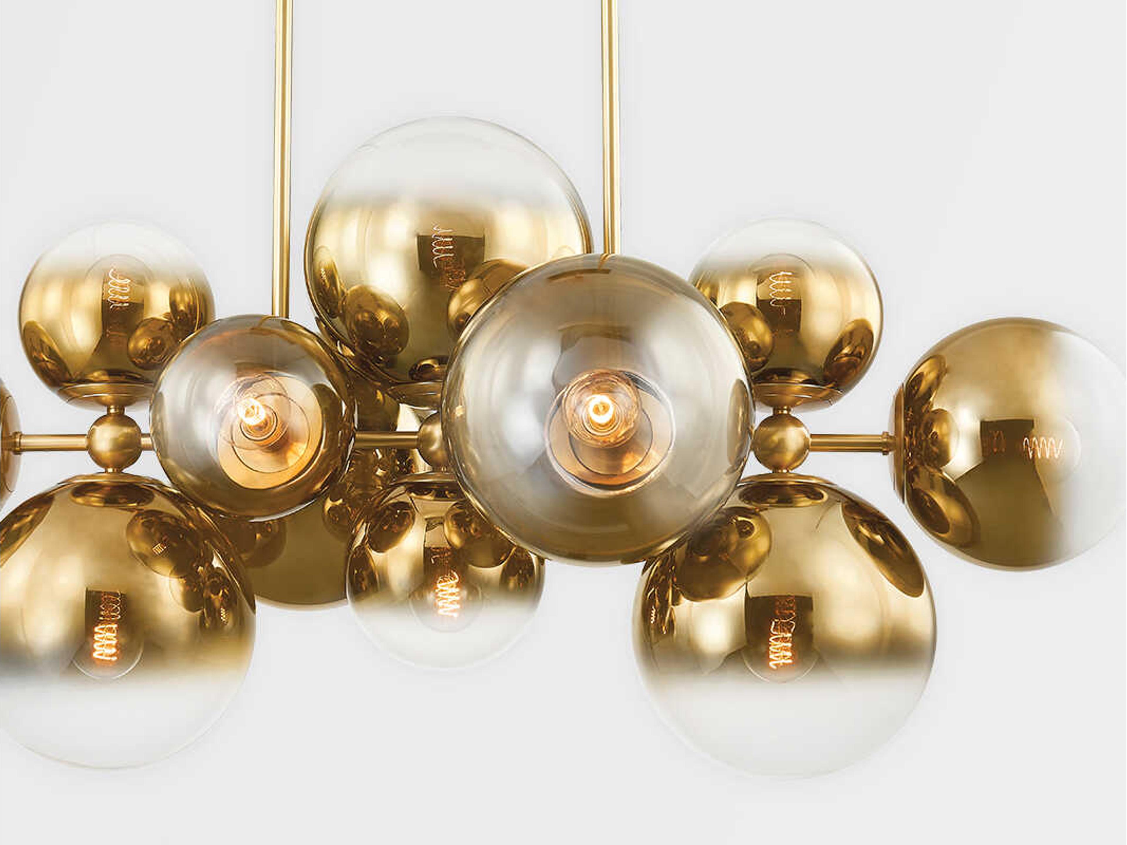 Corbett Lighting Kyoto 12-Light Vintage Polished Brass Glass Globe Sputnik Island Pendant