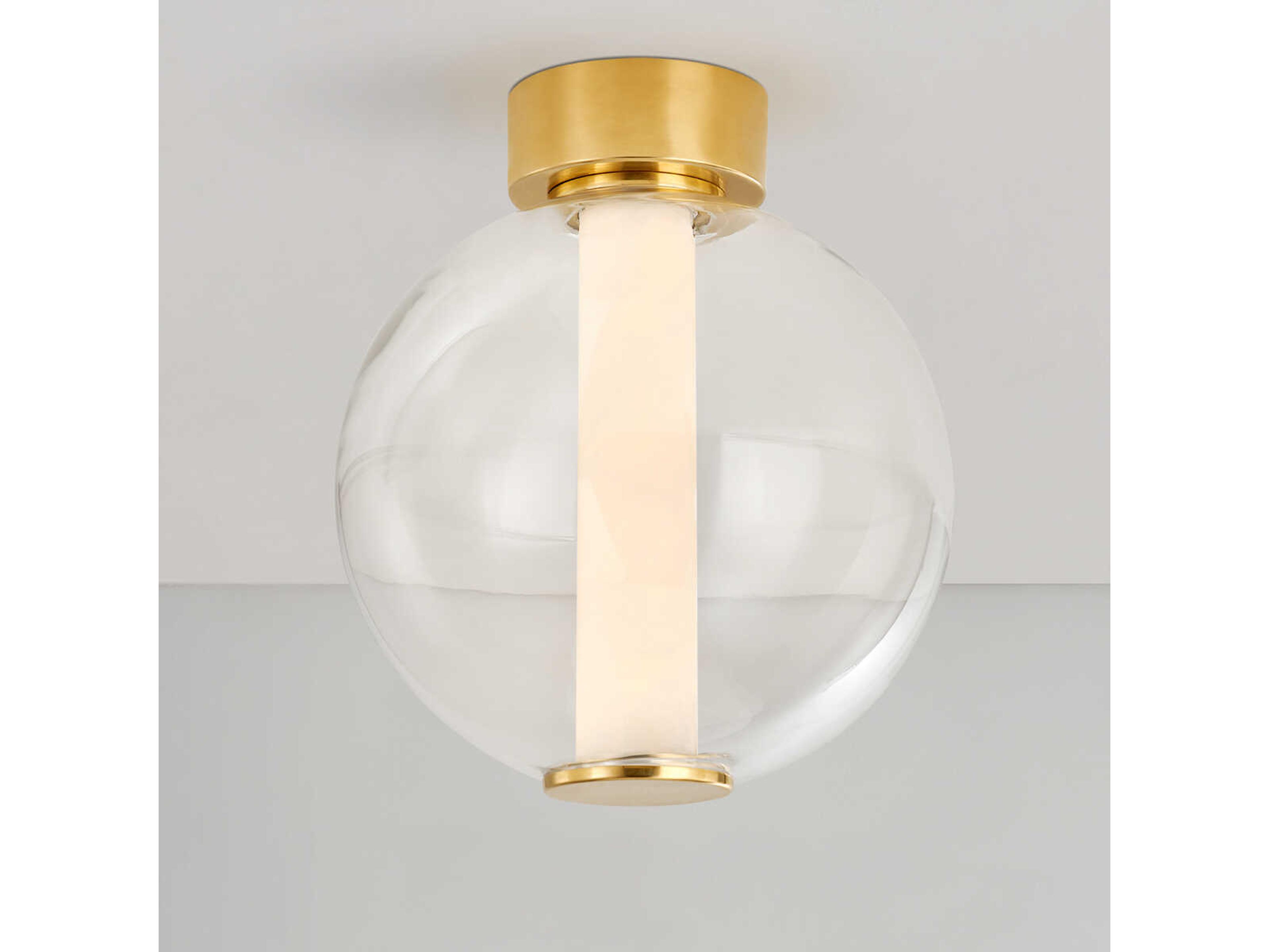 Corbett Lighting Pietra 1-Light Vintage Brass White Glass LED Globe Flush Mount