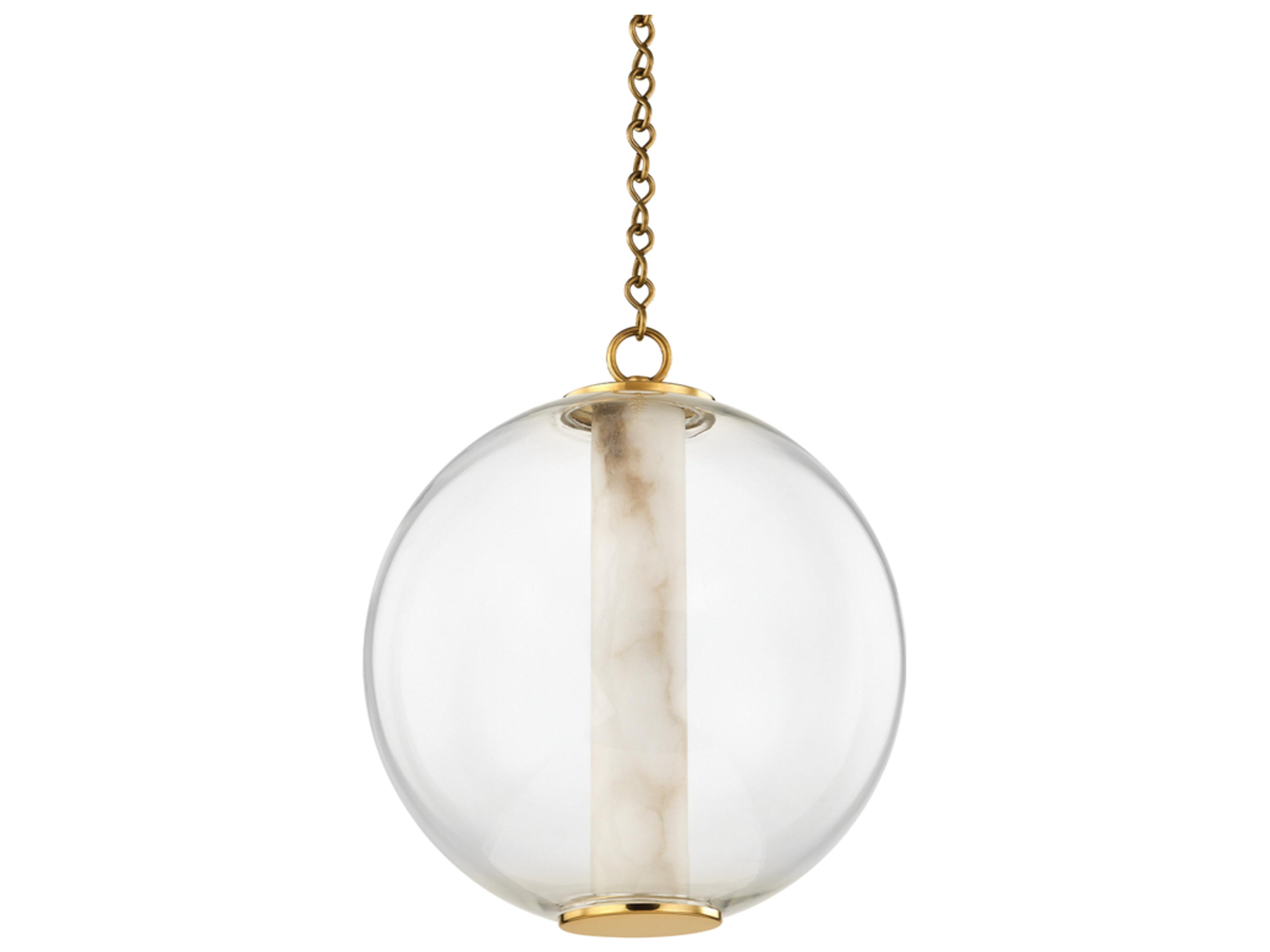 Corbett Lighting Pietra 1-Light Vintage Brass White Glass LED Globe Pendant