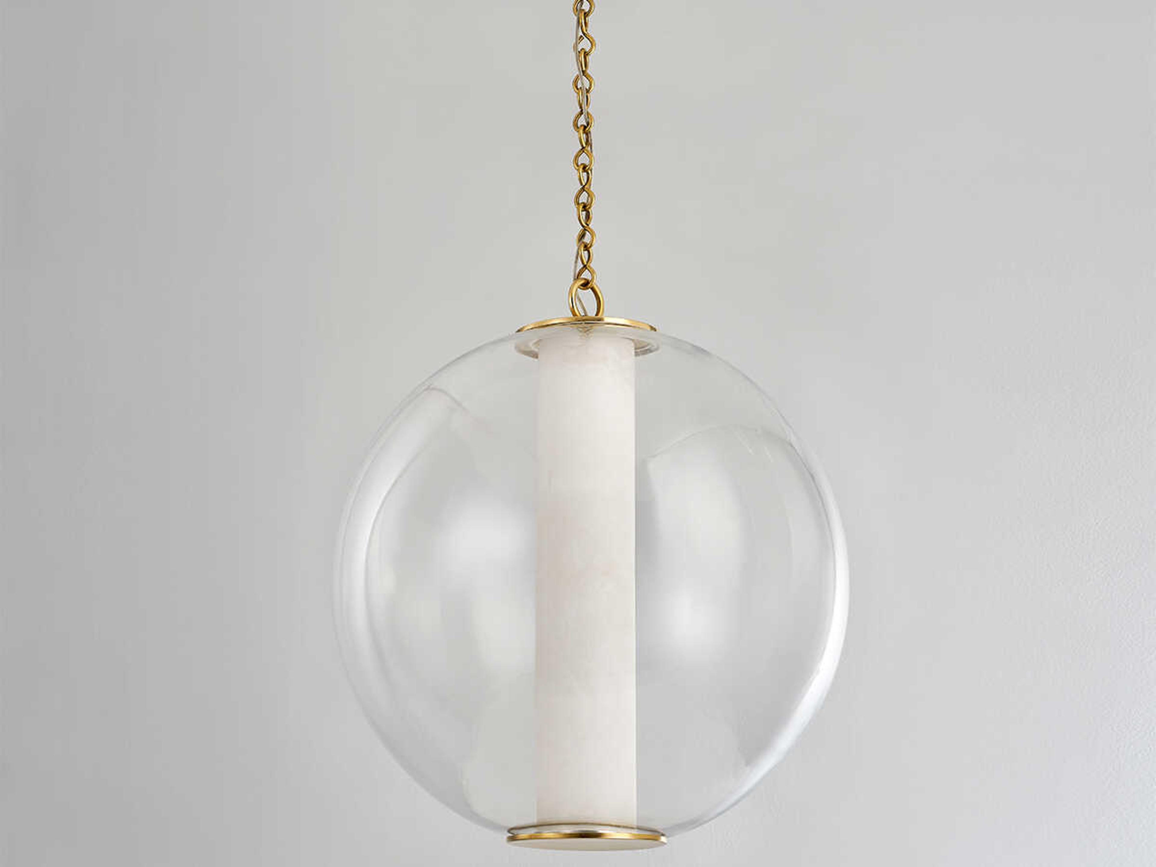 Corbett Lighting Pietra 1-Light Vintage Brass White Glass LED Globe Pendant