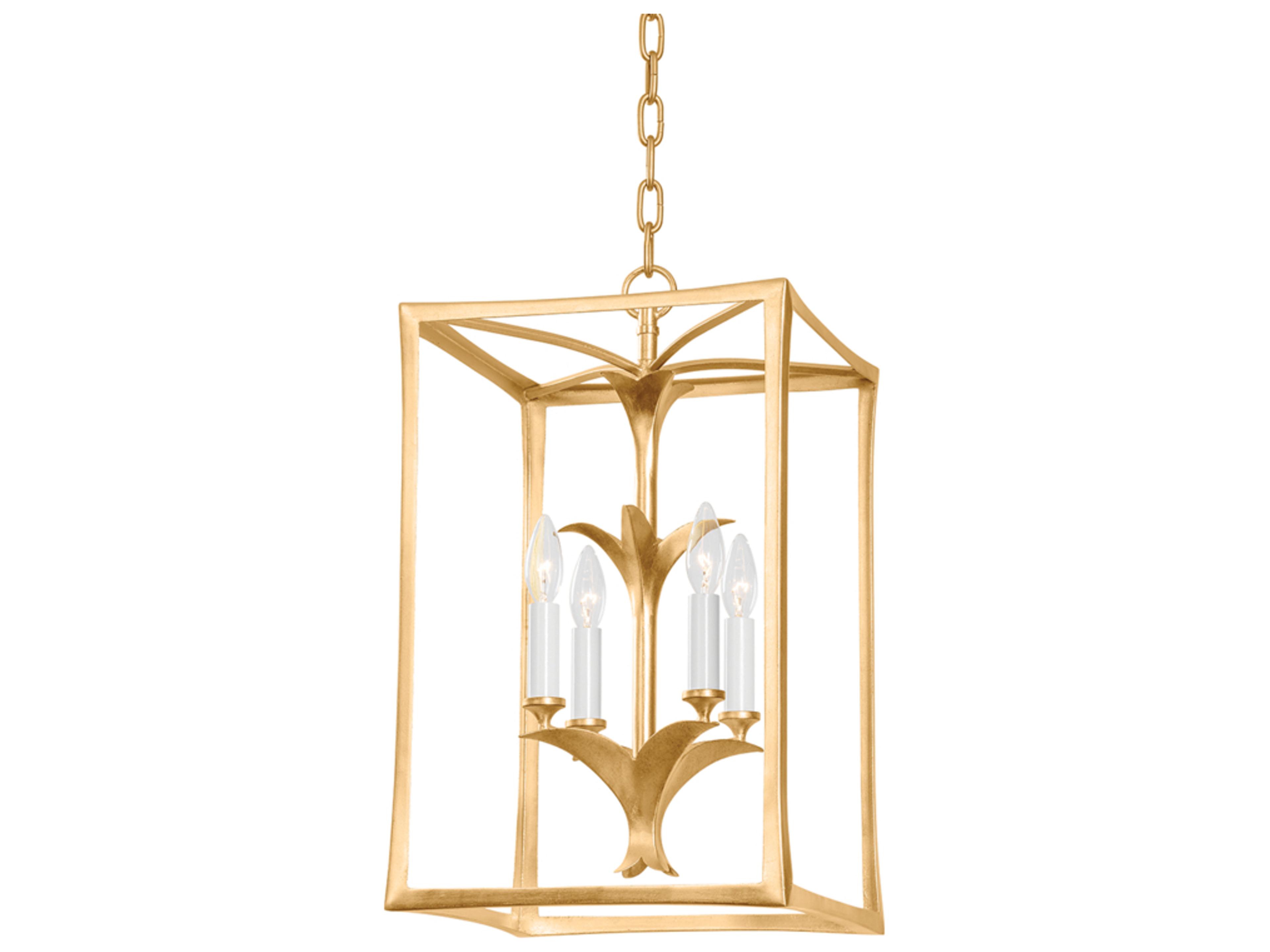 Bergamo 4-Light Vintage Gold Leaf Candelabra Lantern Chandelier