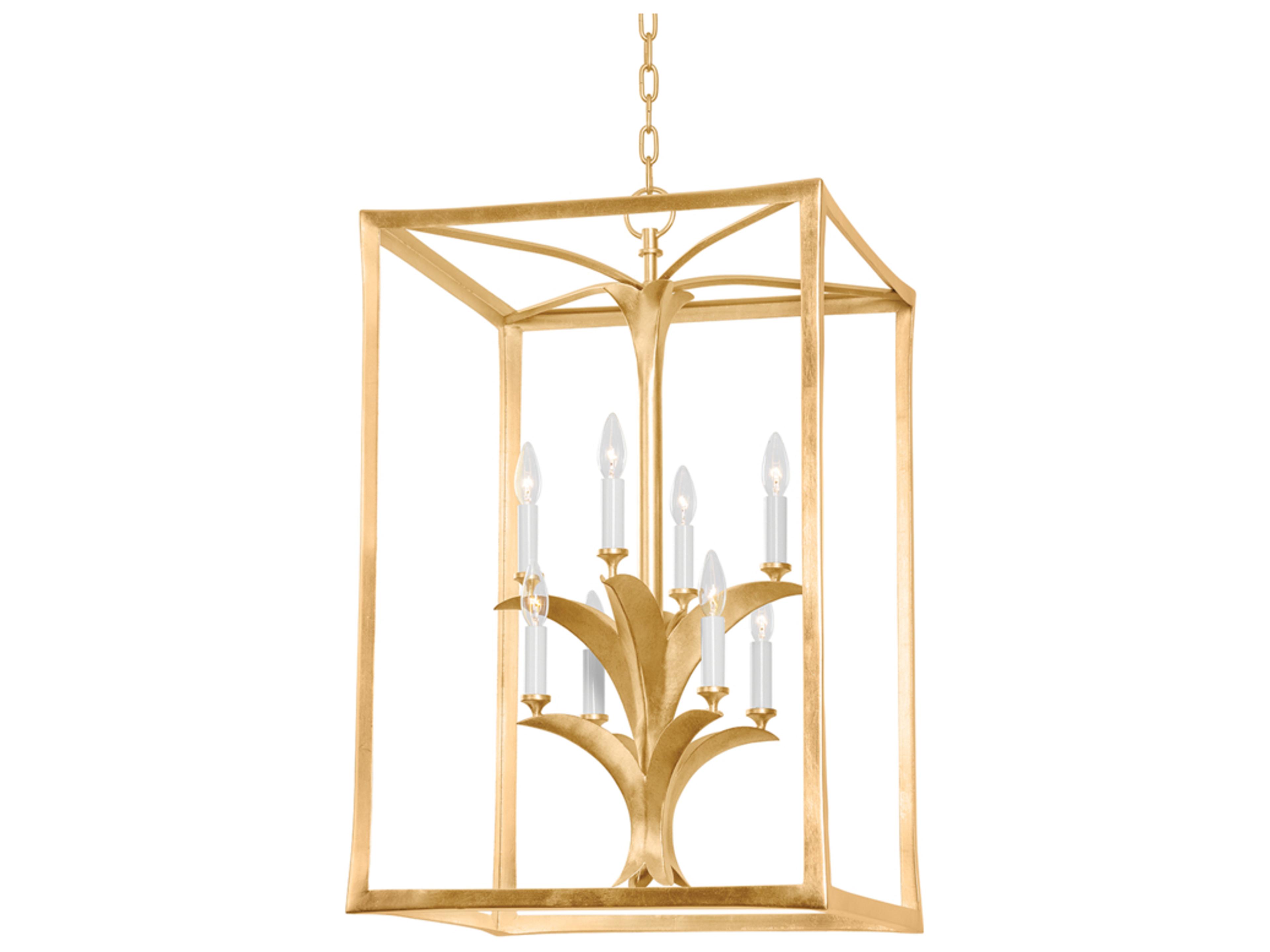 Corbett Lighting Bergamo 8-Light Vintage Gold Leaf Candelabra Lantern Chandelier